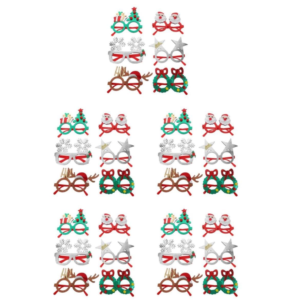 TOYANDONA 30 Stück Weihnachtskostümbrille für Foto Requisiten, Glitzernd | Pet und Filz, Leicht zu Tragen, für Weihnachtsfeier und Firmenevent, Silvester und Festliche Fotos