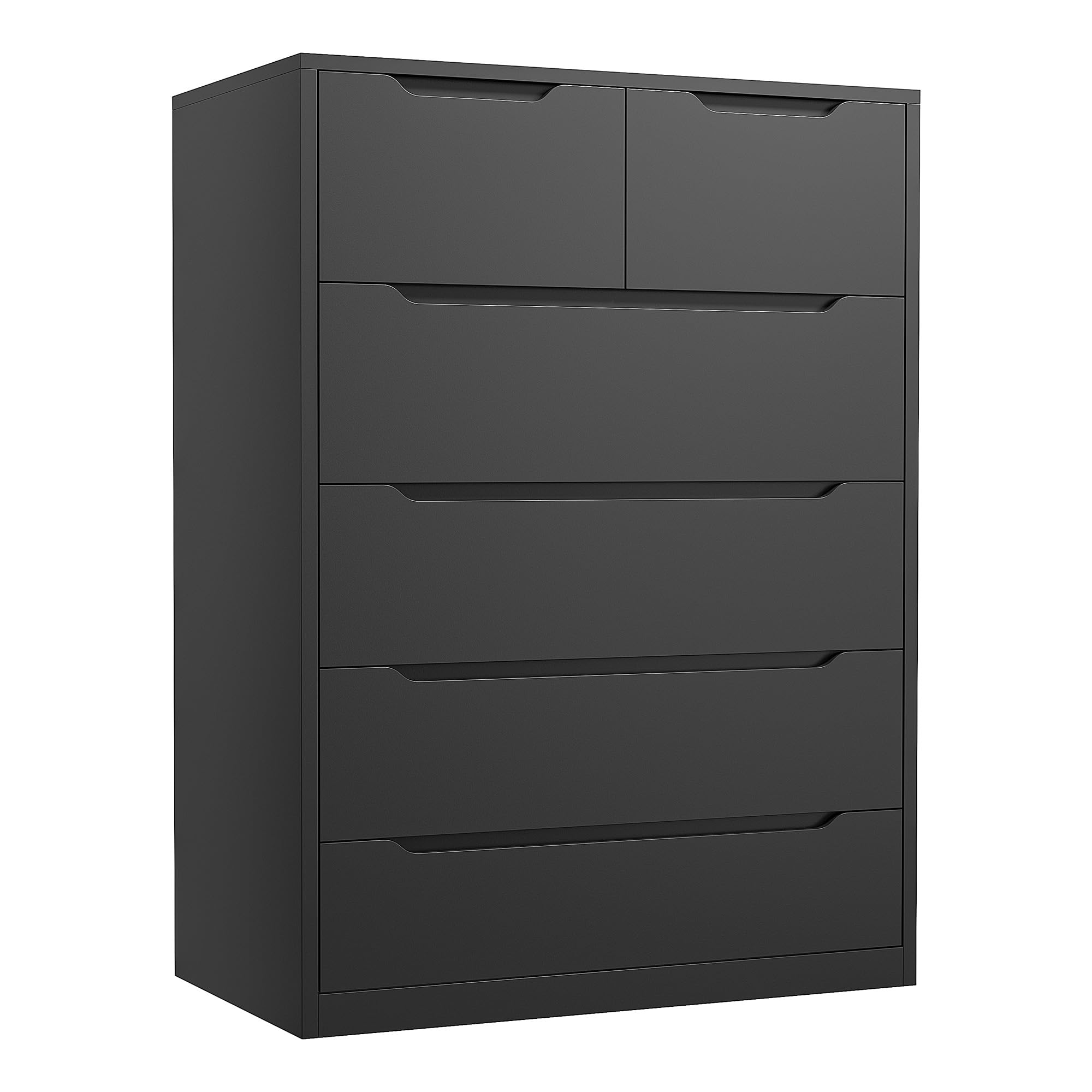 Romorgniz Dresser for Bedrom with 6 Large Drawers, Tall Chest of Drawers Modern Wooden Dresser for Living Room, Entryway, Hallway, Black, 43.2" H X