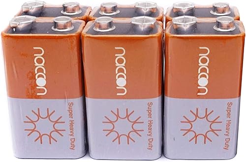 Batería de 9 V de carbono-zinc súper resistente, bloque 6F22 de uso único (6 baterías)