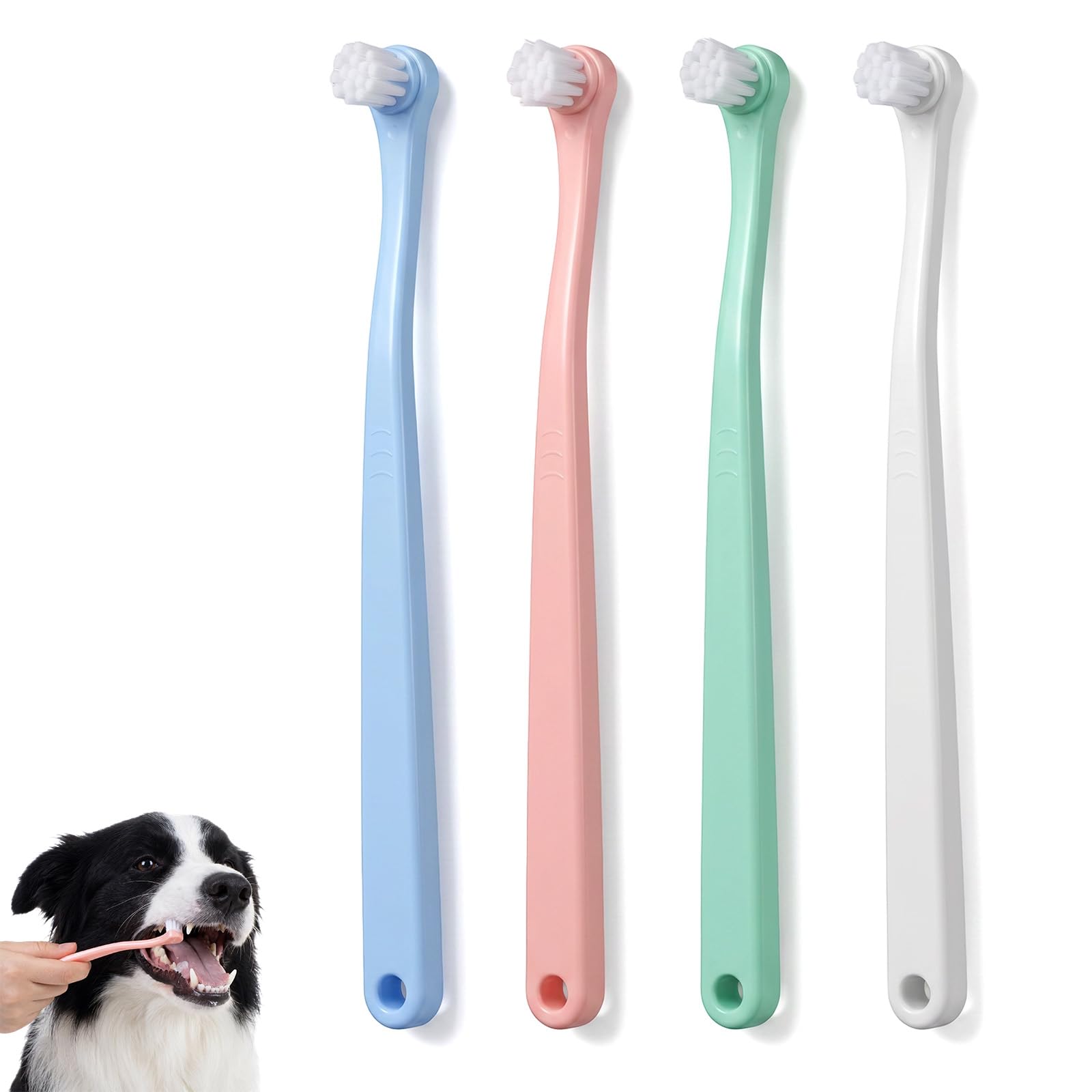 4 cepillos de dientes para perros, cepillo de dientes para mascotas, cabezal redondo, cepillo de dientes para gatos, kit de cuidado dental para gatitos y perros pequeños para limpieza de