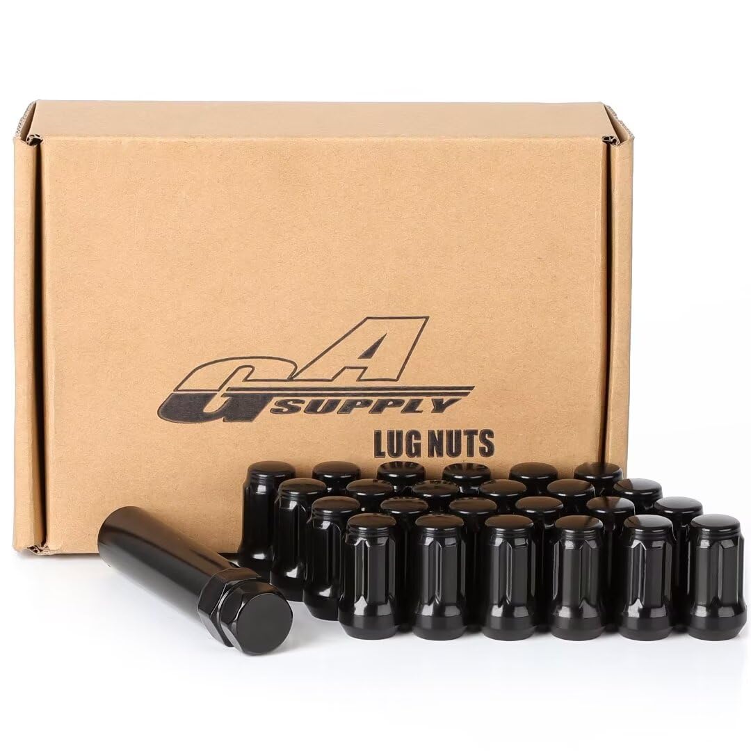 Tuner Lug Nuts 20-Piece Black 12x1.5 Lug Nuts With Key – Cone Seat, 6 ...