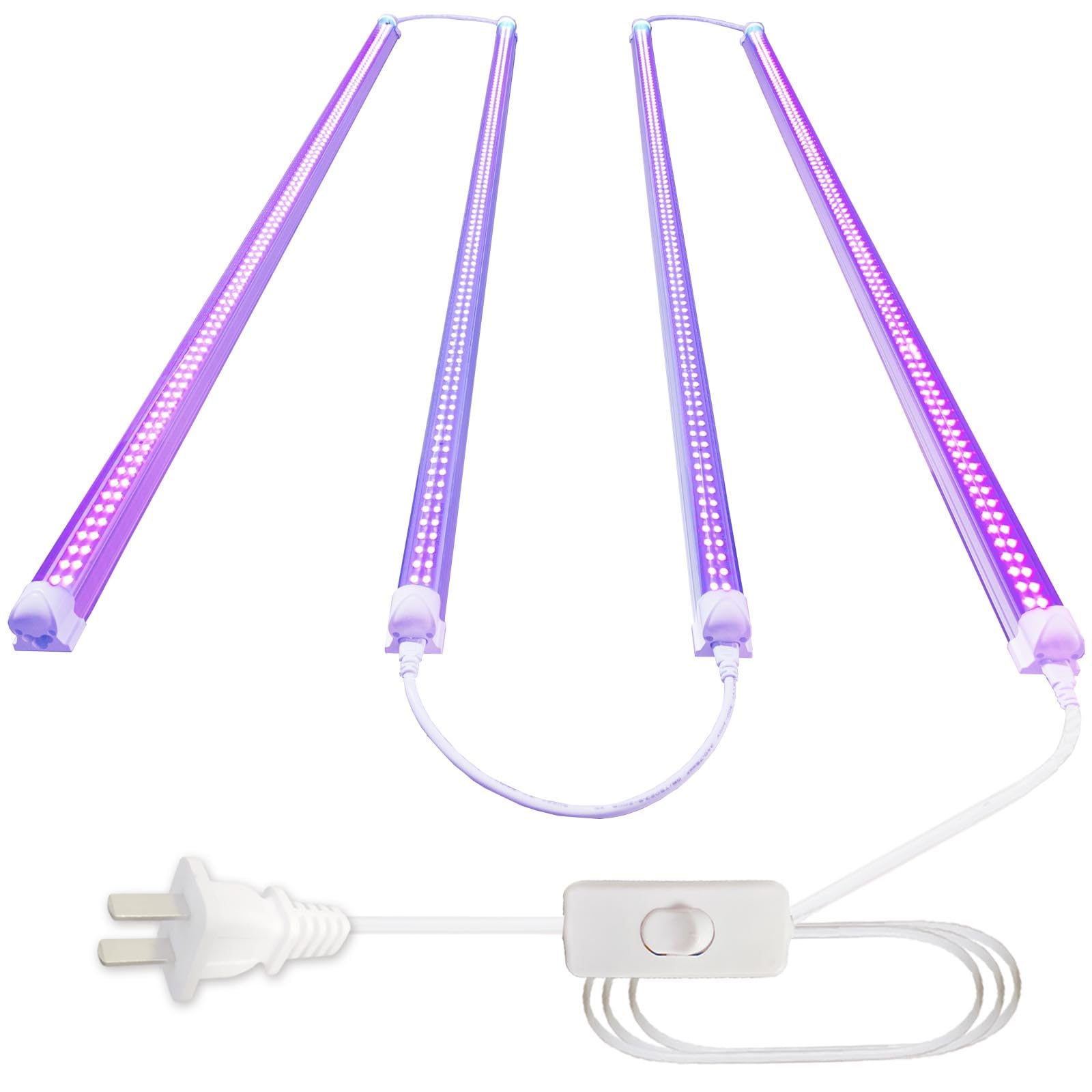 4PACK Linkable 4Ft Black Light Bar, LED 40W Integrated T8 Bulb Blacklight Fixture, UVA 395NM 400NM for Fluorescent Tapestry Poster Body Paint Glow Party
