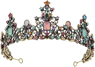 MZZYG Corona Corona Nupcial De Cristal De Colores Vintage, Tiara Gótica con Cuentas, Corona Imperial, Diadema For Cumpleaños, Boda, Diademas De Princesa