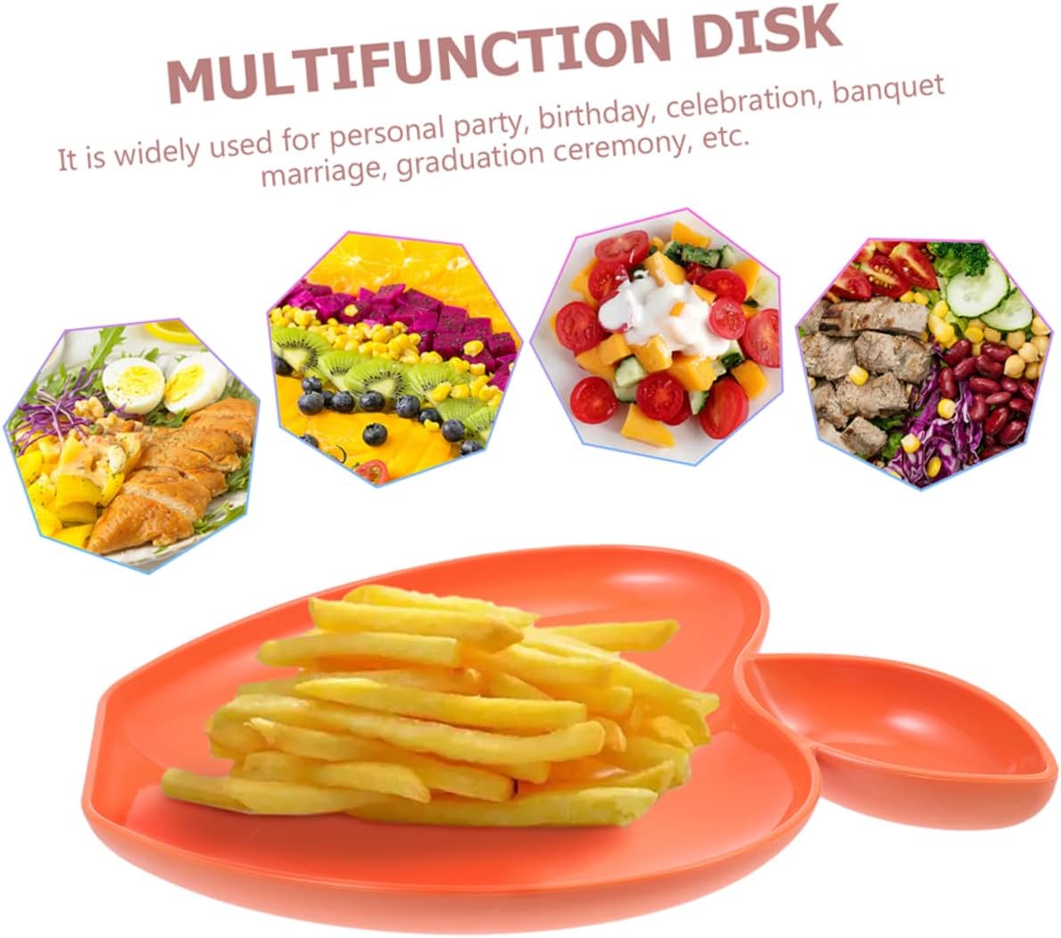 VICASKY 6Pcs Shaped Dumpling Serving Plates Material Smooth Surface for Parties Snacks Dips for Celebrations Gatherings Orange Color