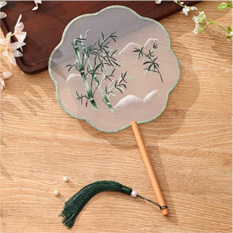 Embroidered Round Fan Ancient Dancing Chinese Cheongsam Sided