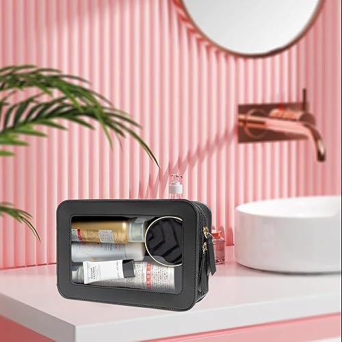 Miniatura 3 de Organizador de bolsa de maquillaje transparente, aprobado por la TSA, bolsa de aseo portátil de viaje multiusos para mujeres, bolsa de maquillaje de