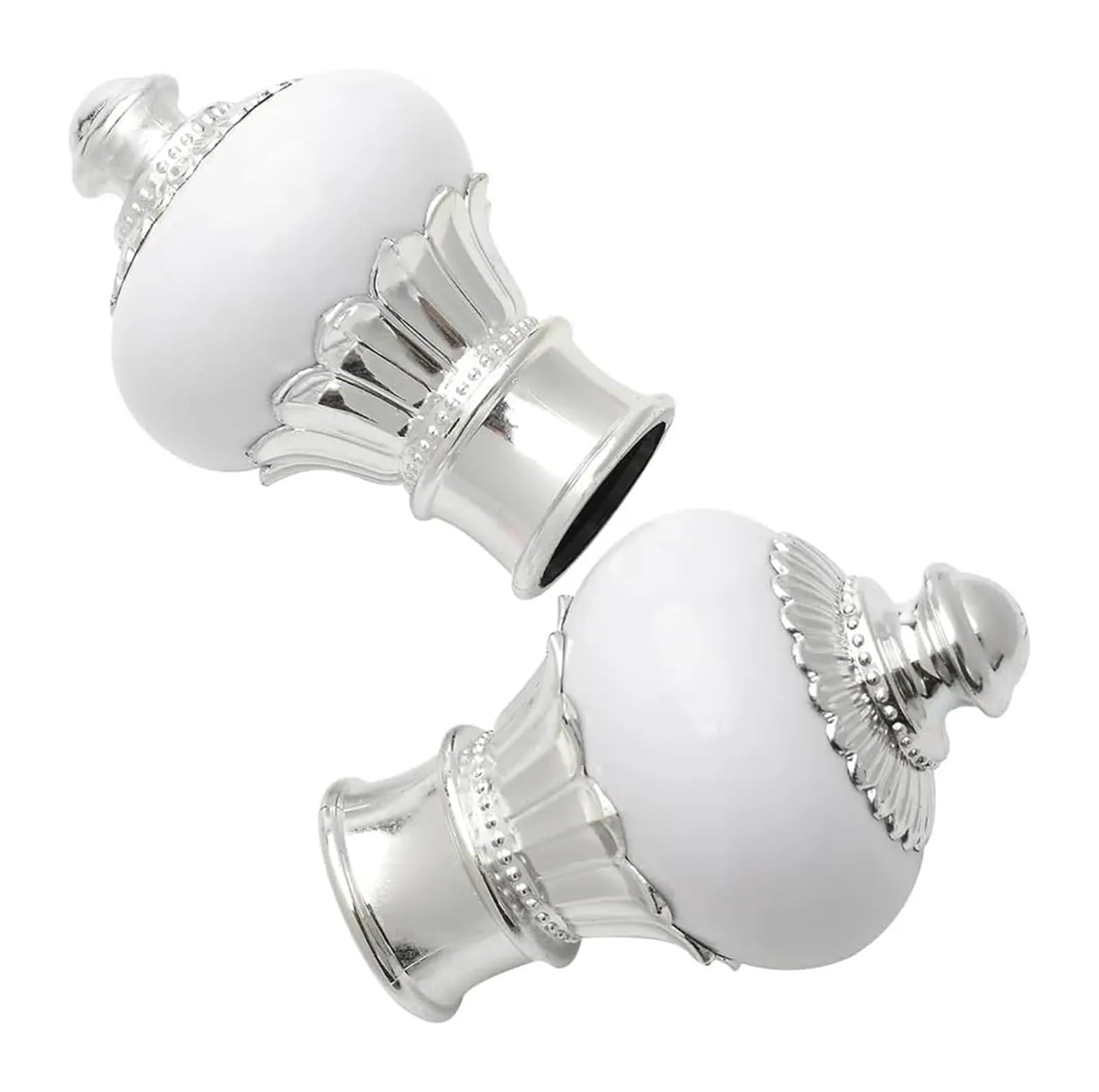 BDFJEDS Curtain Pole Finials 2Pcs Curtain Rod Single Drapery Finials Replacement White Petals Head End Decorative Caps Capped Making Kit