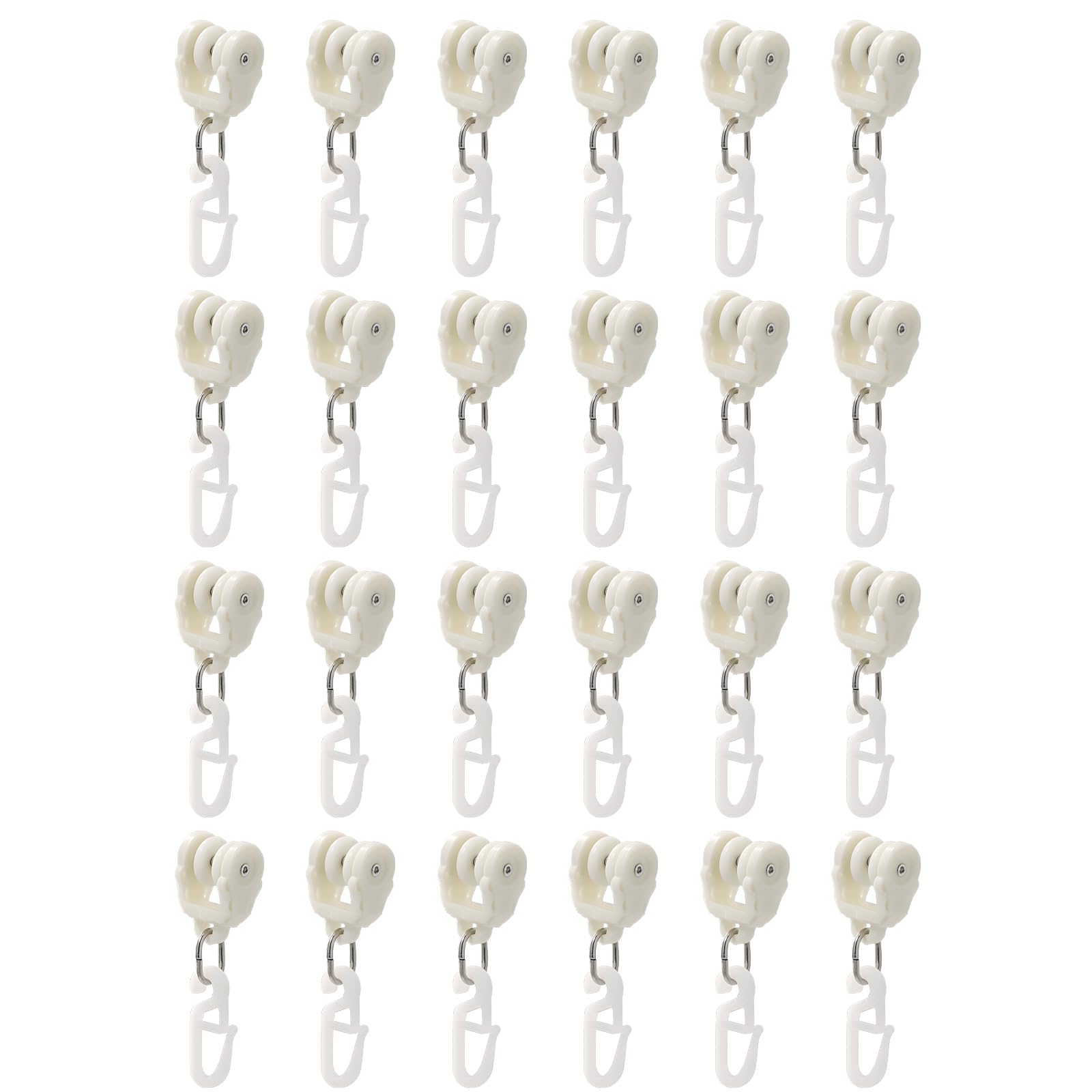 Chstarina 48 Pcs Rodillos de Riel de Cortina, Ganchos para Cortinas de Riel, Track Rollers de Cortinas Rodillos de Plástico, Accesorios para Riel para Cortina de Techo, Ganchos para Rieles de Cortinas