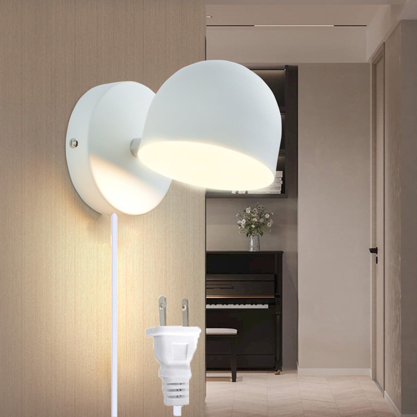 Lámparas de pared sin obras gracias al cable con enchufe e iluminación LED regulable 8