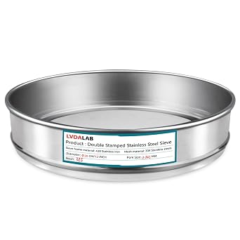 12" 30cm 304 Stainless Steel Lab Sieve, 325 Mesh 0.045mm Screen Sifter