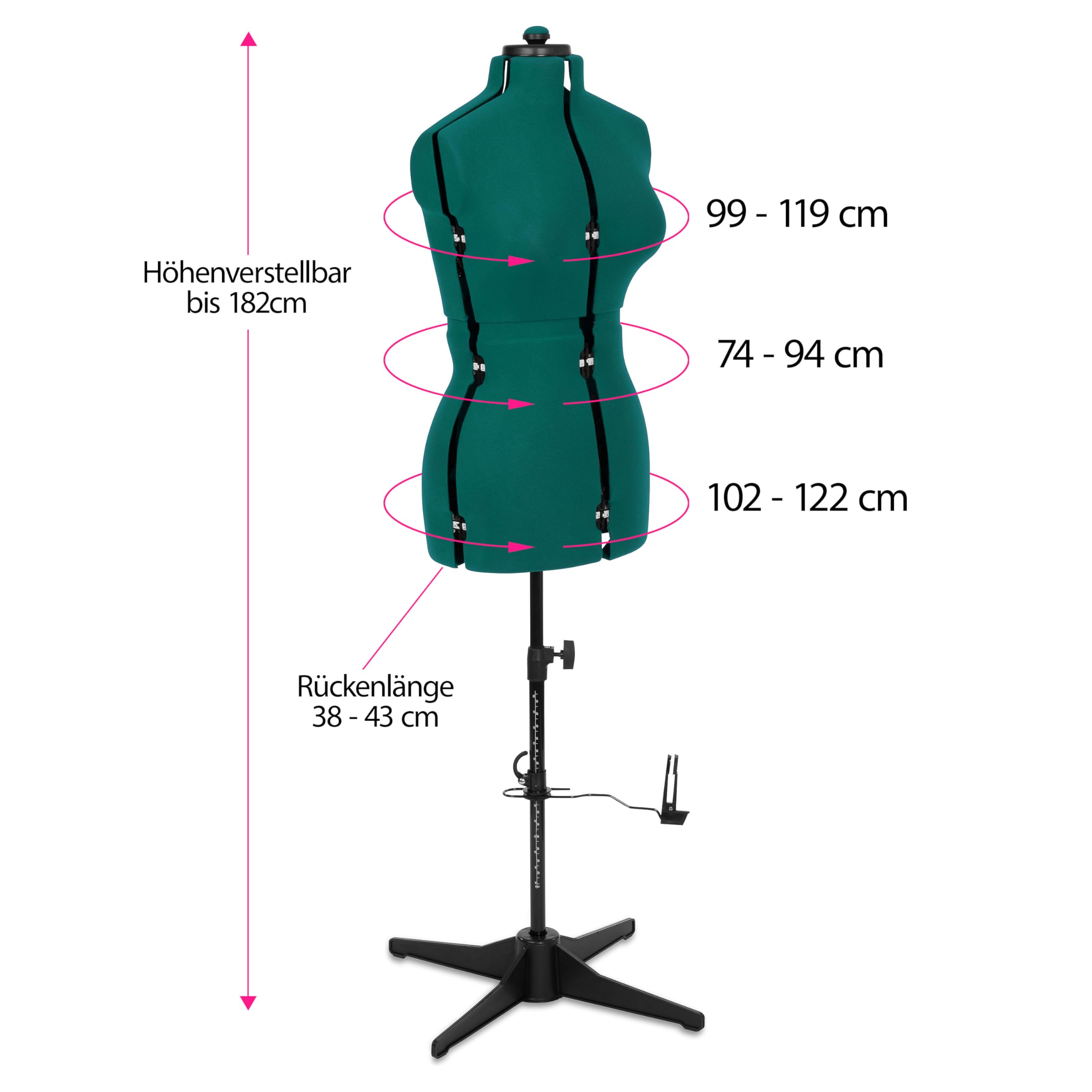 Schneiderpuppe Supa Fit Damen Gr. M (42-48), weiblicher Torso, Büste, verstellbare Drehregler, individuelle Anpassung an Hals, Taille, Brust, Hüfte (türkis, M)