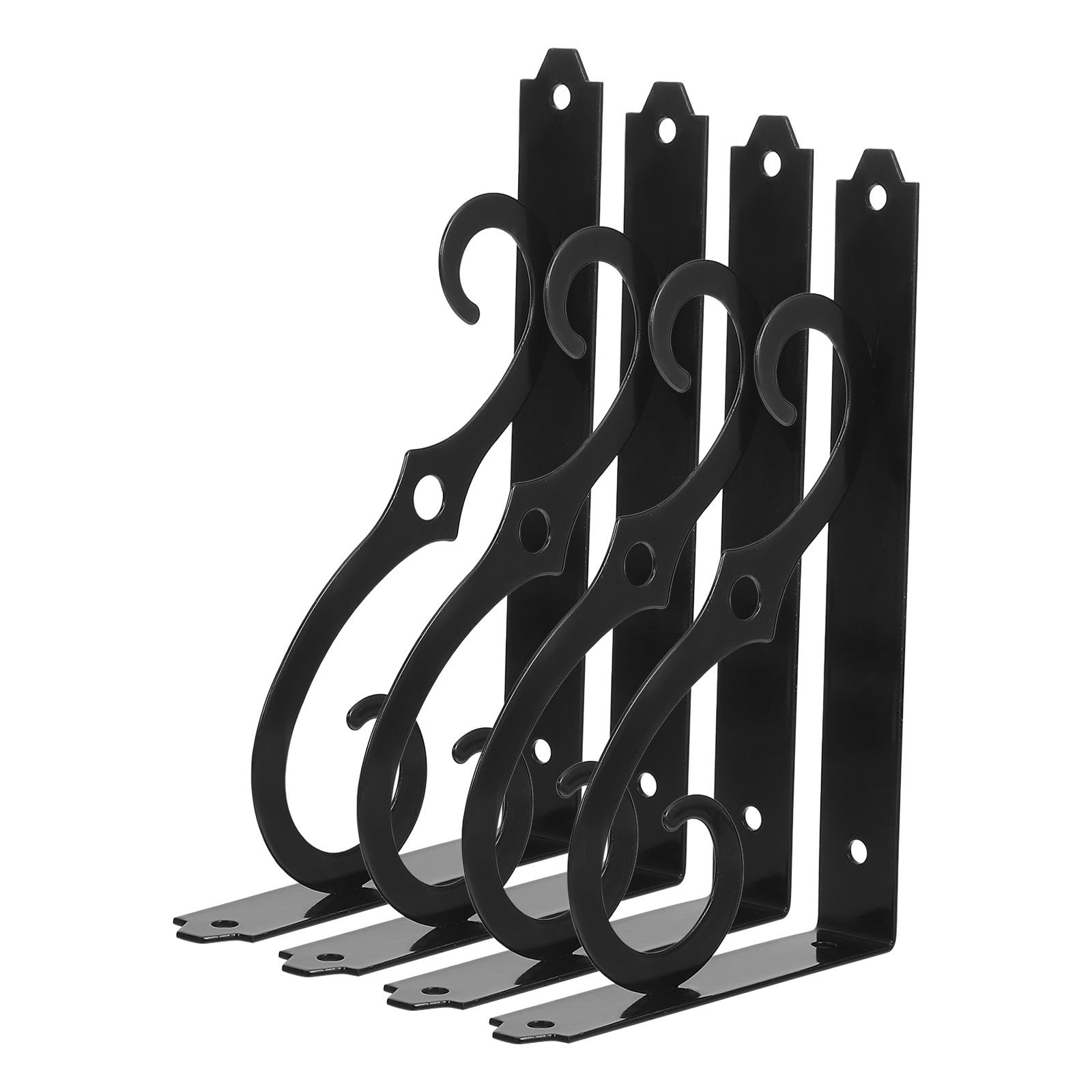 Supports d'étagère murale en fer noir forgé au design rétro | Haute Qualité