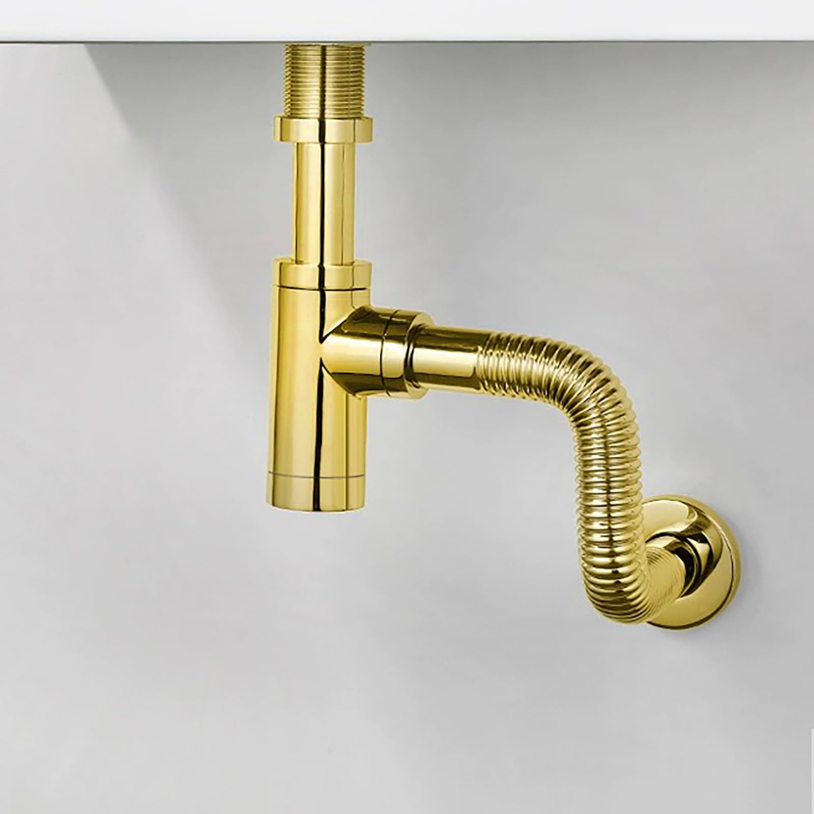 Sifon Lavabo con Abertura de Limpieza,Regulable en Altura,Tubo Flexible Desague Lavabo Fregadero,Anti-Odores,Kit de Desagüe Lavabo Sifon Lavabo