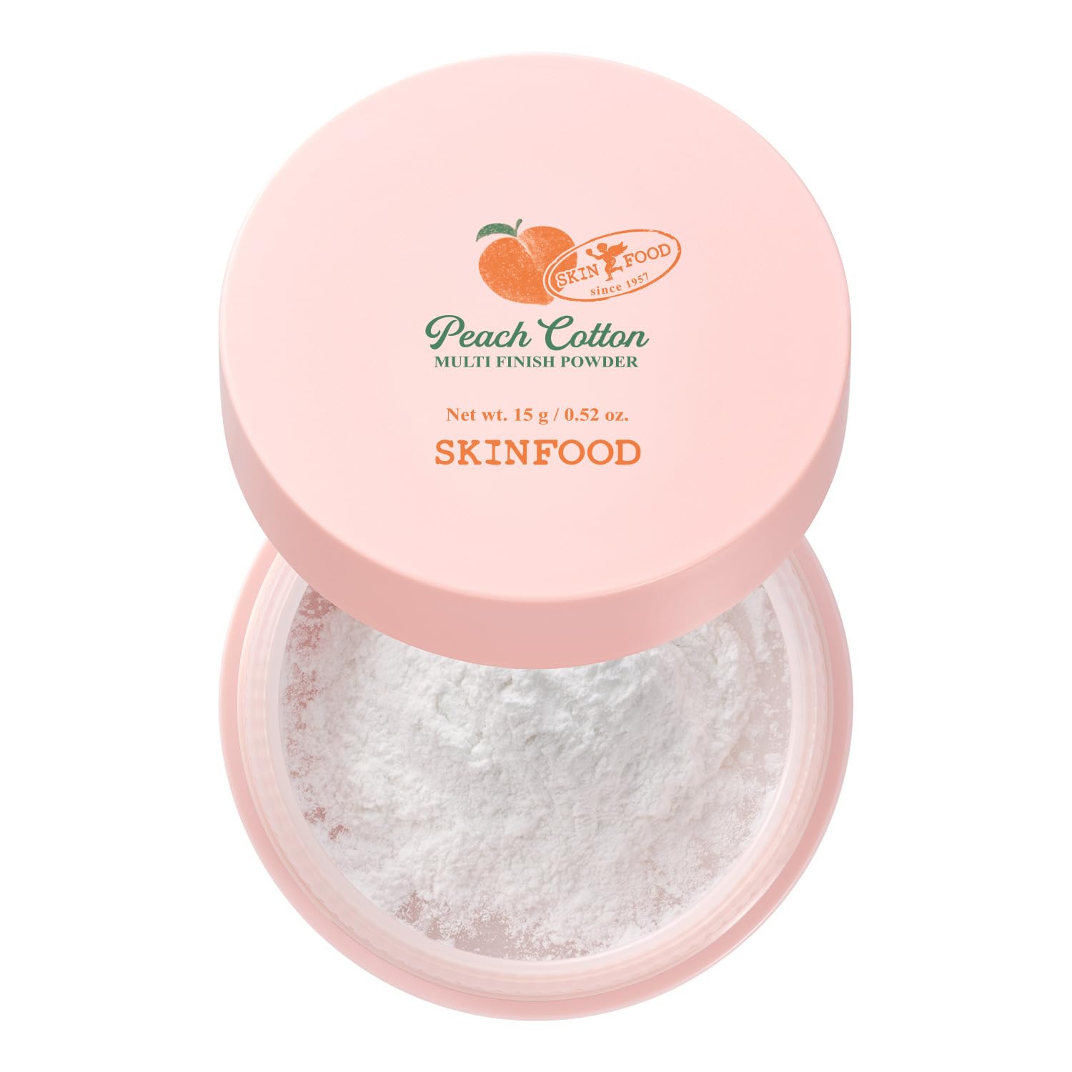 SKINFOOD 1957 Peach Cotton Multi Finish Powder 15g - Extract & Calamin Contained Sebum Control Silky for Oily Skin, Sweet Peach Scent with Baby Skin