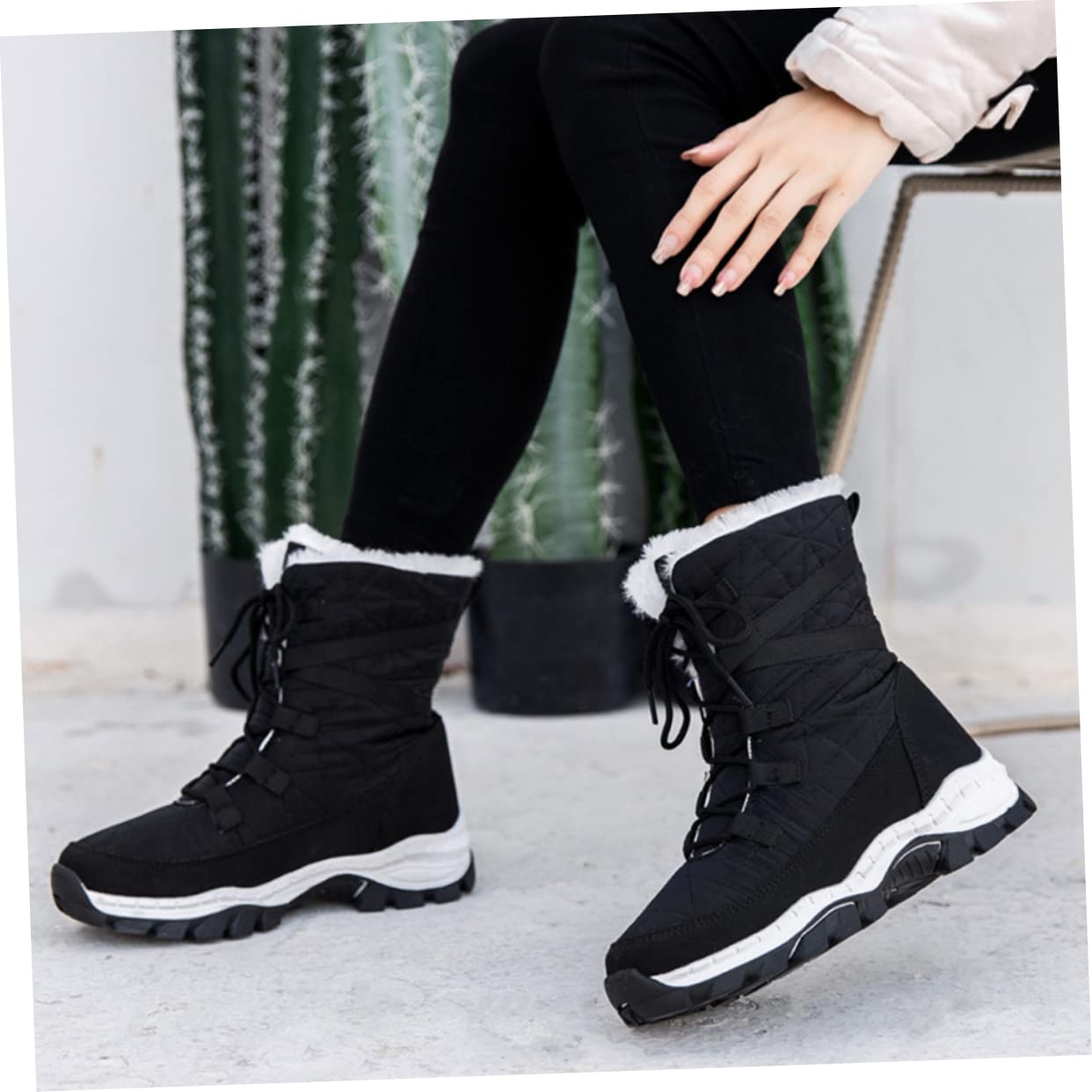 VANZACK Zapatos de Algodón Cálidos Botas de Invierno Botas de Cálidas Cómodas de Media Caña para Mujer