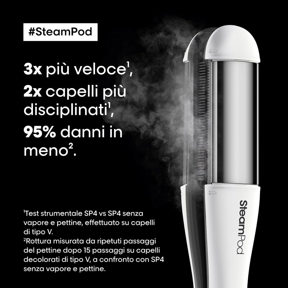 L'Oréal Professionnel Paris | SteamPod 4, Piastra per Capelli Professionale Tutto in Uno, Con Tecnologia a Vapore, Per Qualsiasi Look dal Liscio al Riccio, Per Tutti i Tipi di Capelli