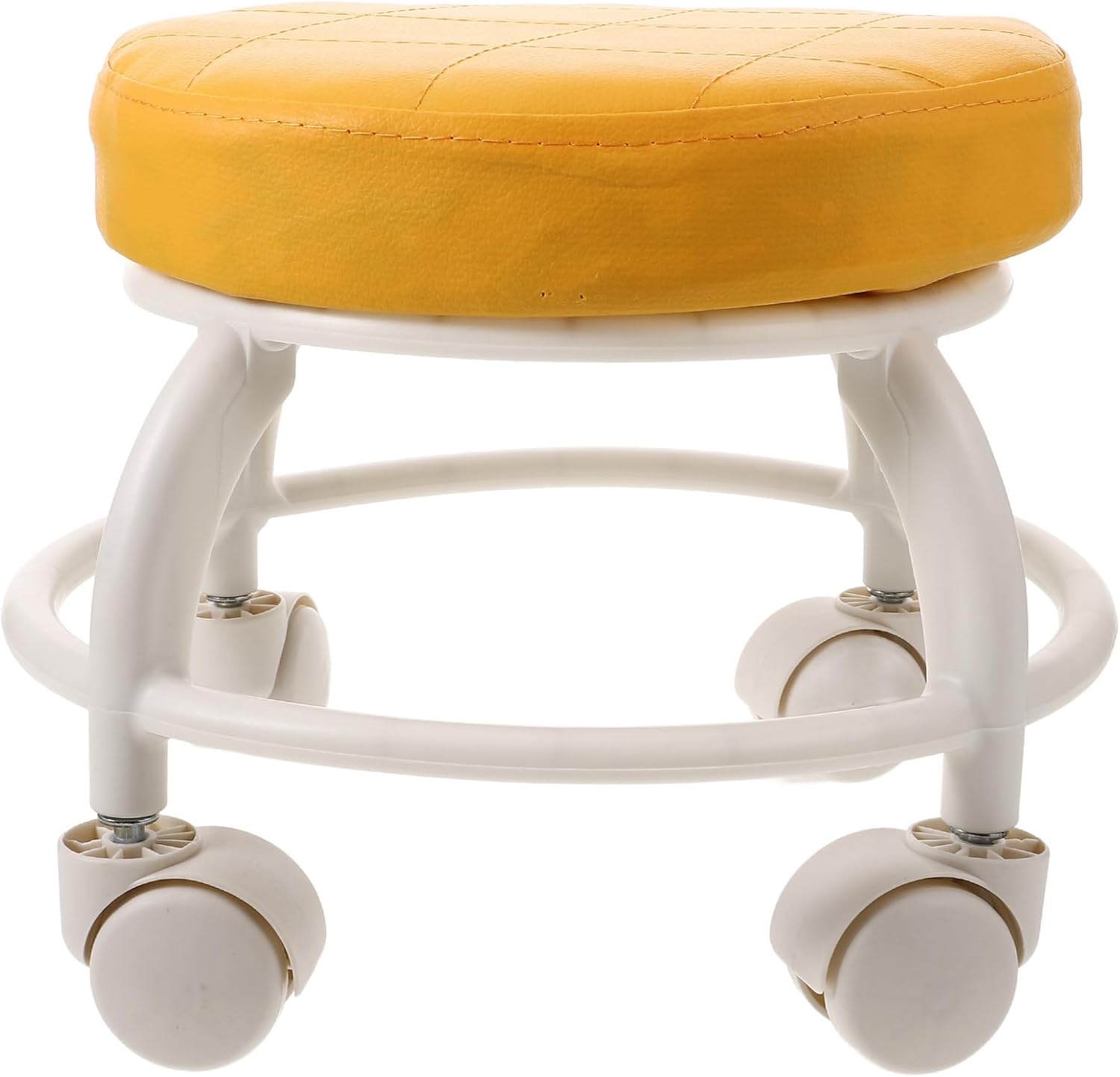 Alipis Swivel Stool with Wheels, Small Low Rolling Foot Stool for Pedicure and Massage, Multipurpose Orange Pulley Seat for Salon, Spa, and Home Use
