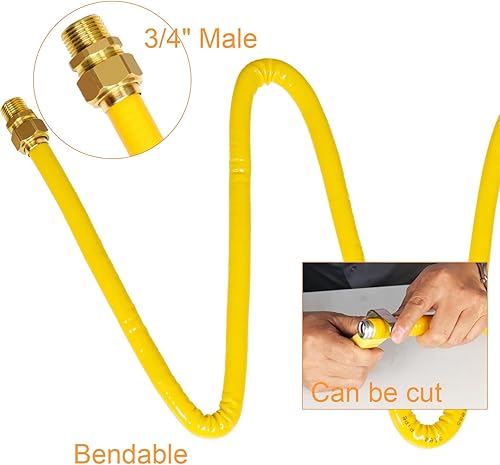 Miniatura 9 de Línea de gas flexible de 100 pies, kit de tubería de gas de 12 pulgadas, línea de gas CSST para estufa, secadora, calentador, equipo de