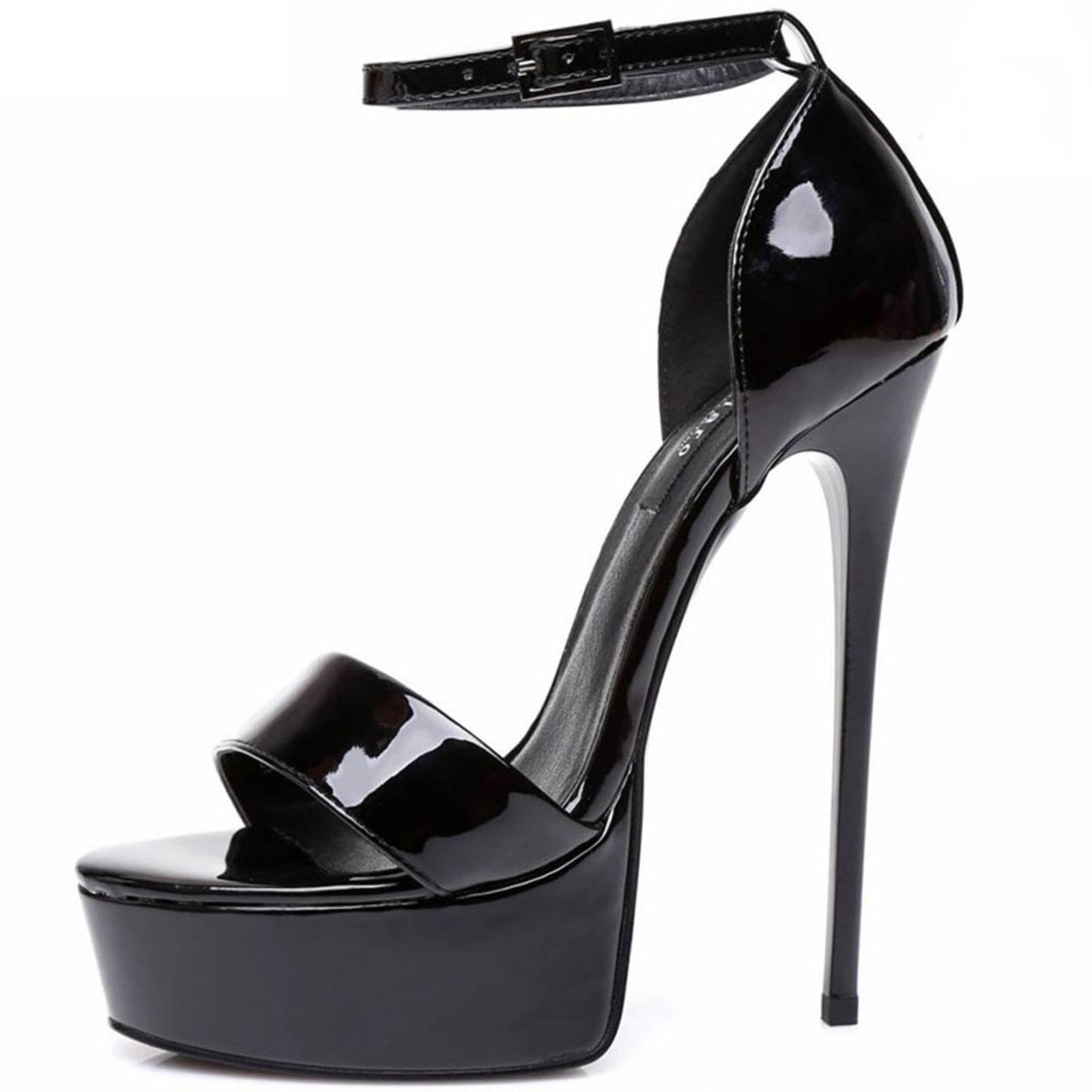tacchi donna Sandali Con Tacco Alto 16CM Scarpe Con Plateau A Tacco Alto Scarpe Con Tacco Classico Scarpe Aperte,Black-36