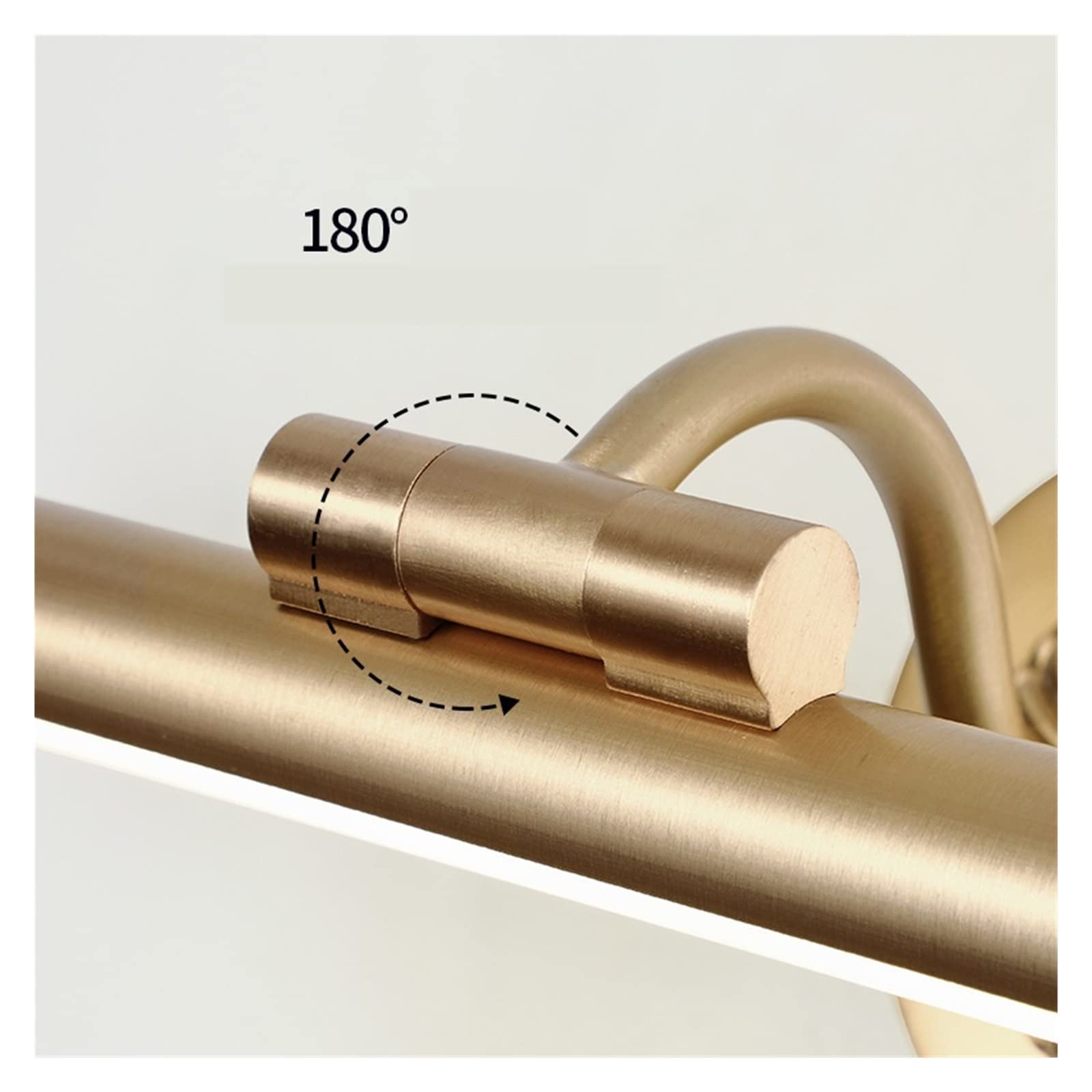 Lámpara de fotos LED inalámbrica, regulable, moderna lámpara de pasillos de metal con un solo brazo giratorio, cableado fijo, blanco cálido, acabado de latón dorado para marcos de fotos, retratos