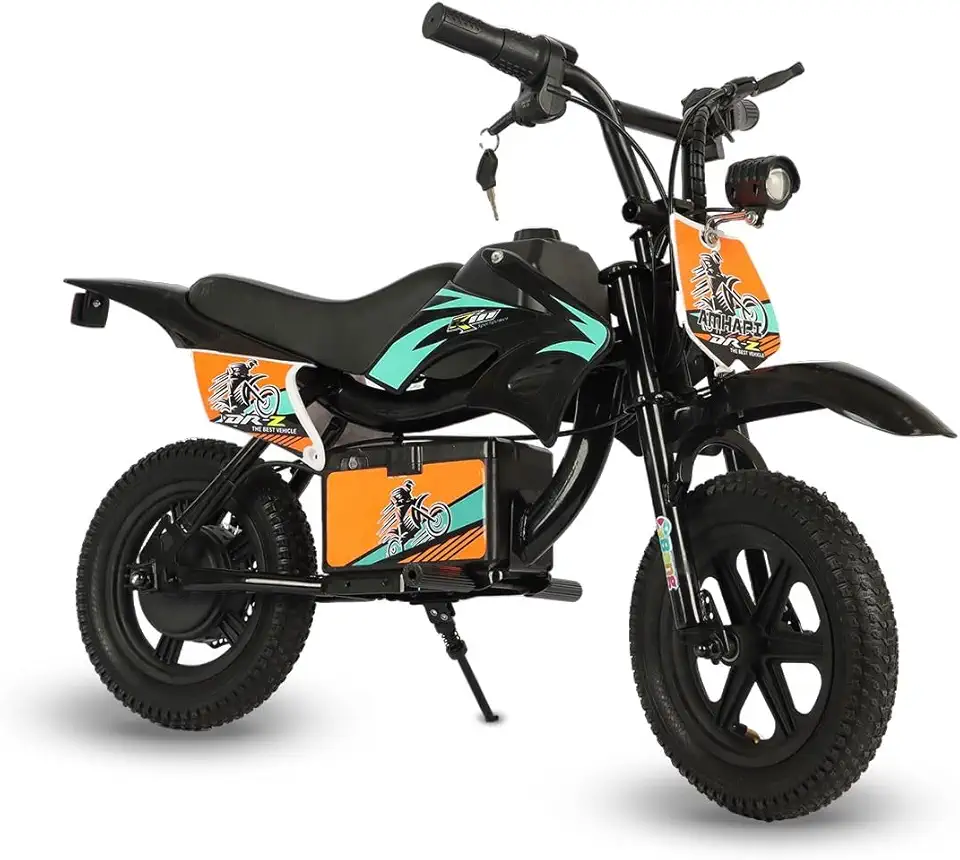 Bang Toys - Moto Elétrica Infantil Trail Titan 24V - com Suspensão, Pneus de Borracha, Luzes de LED, Sons, Entrada USB/MP3, Indicador de Bateria - Suporta até 50kg - Cor Preta