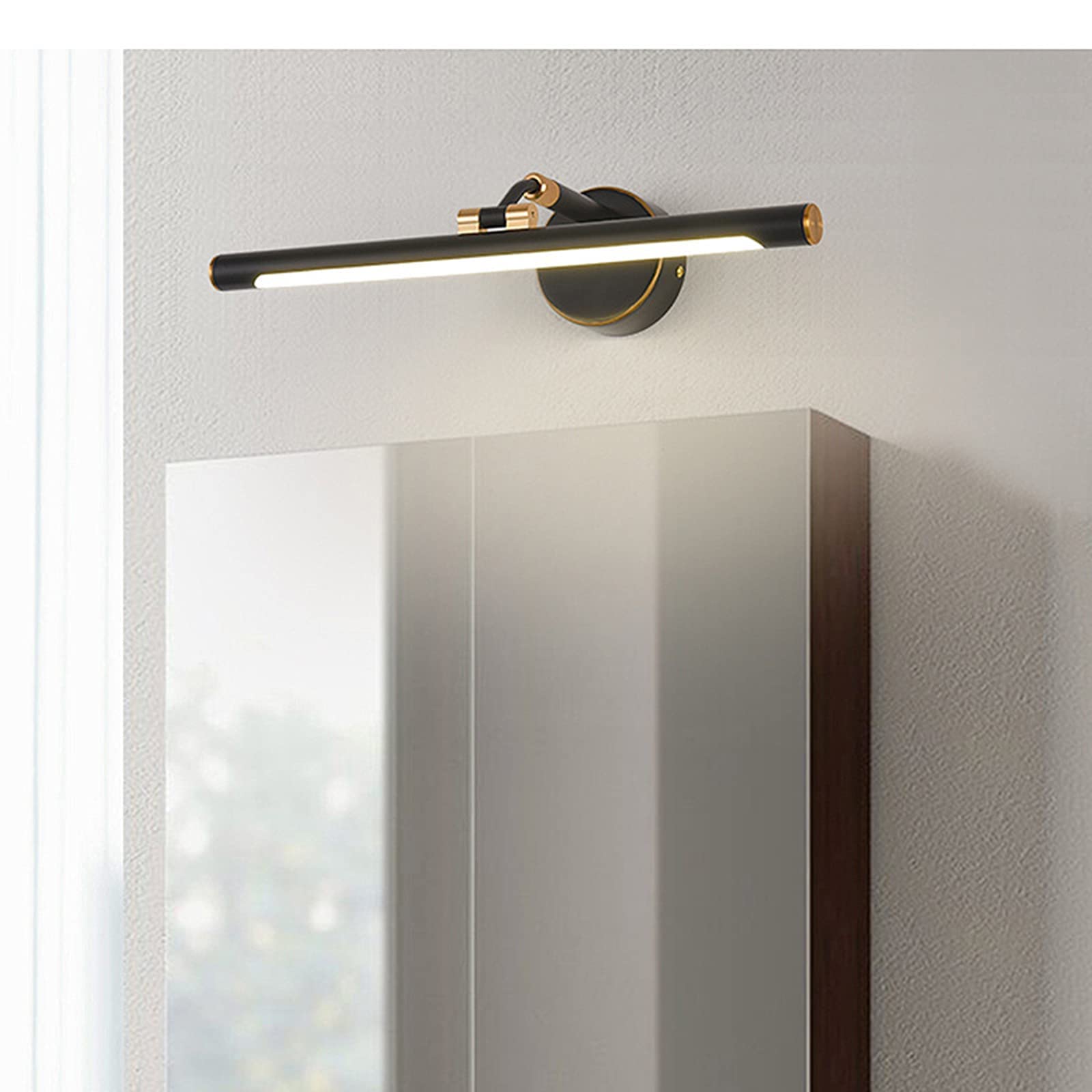 Proste nowoczesne lustro led przednie światło Nordic gospodarstwa domowego łazienka wodoodporna przeciwmgielna szafa w łazience Mural wyświetlacz lustro szafka lampa czarna (73 cm, trzy kolo