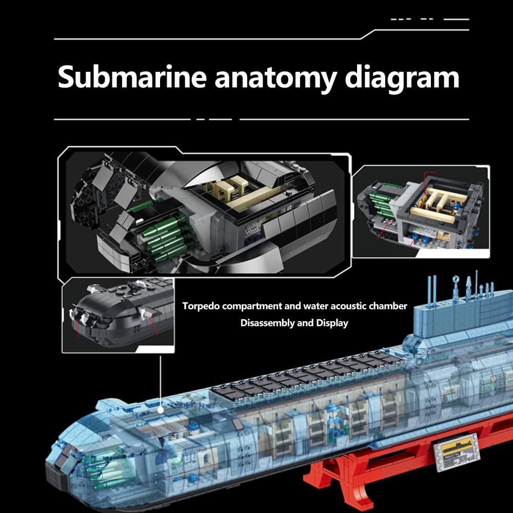 DUANT 628020 941 Modell Atom-U-Boote Bausteine Bausatz, 4474 Stück Militär Atom-U-Boot-Komponenten von Kriegsschiffen, Sammelbar Zeigen Sie U-Boot Modelle Spielzeug und Geschenke