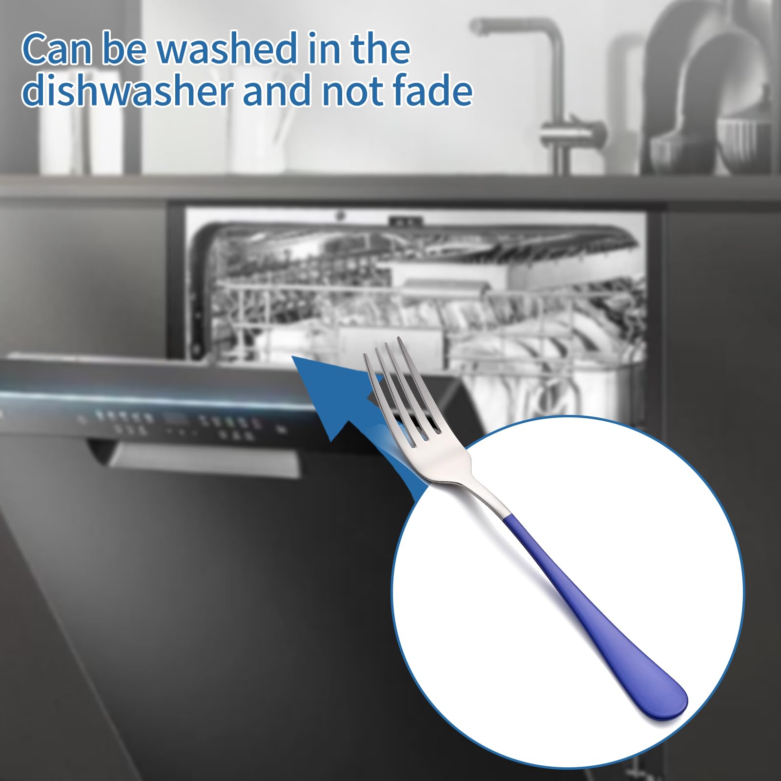 Dinner Forks,24 Pieces Blue 18/0 Stainless Steel Silverware Forks,Table Forks,Flatware Forks,8 Inches,Mirror Polish & Dishwasher Safe,Use for Home,Kitchen or Restaurant — Amazon image 5