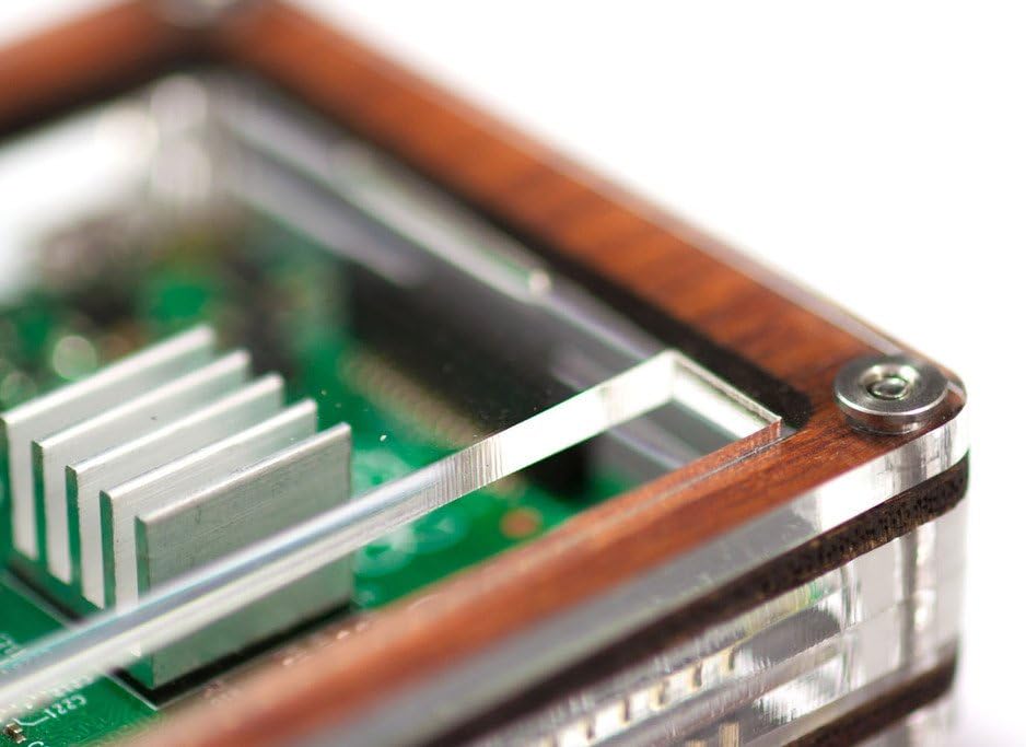 C4Labs Zebra Case for Raspberry Pi 3B+, 3, 2, 2B and B+ Heat Sinks and Power Cord Included-Wood