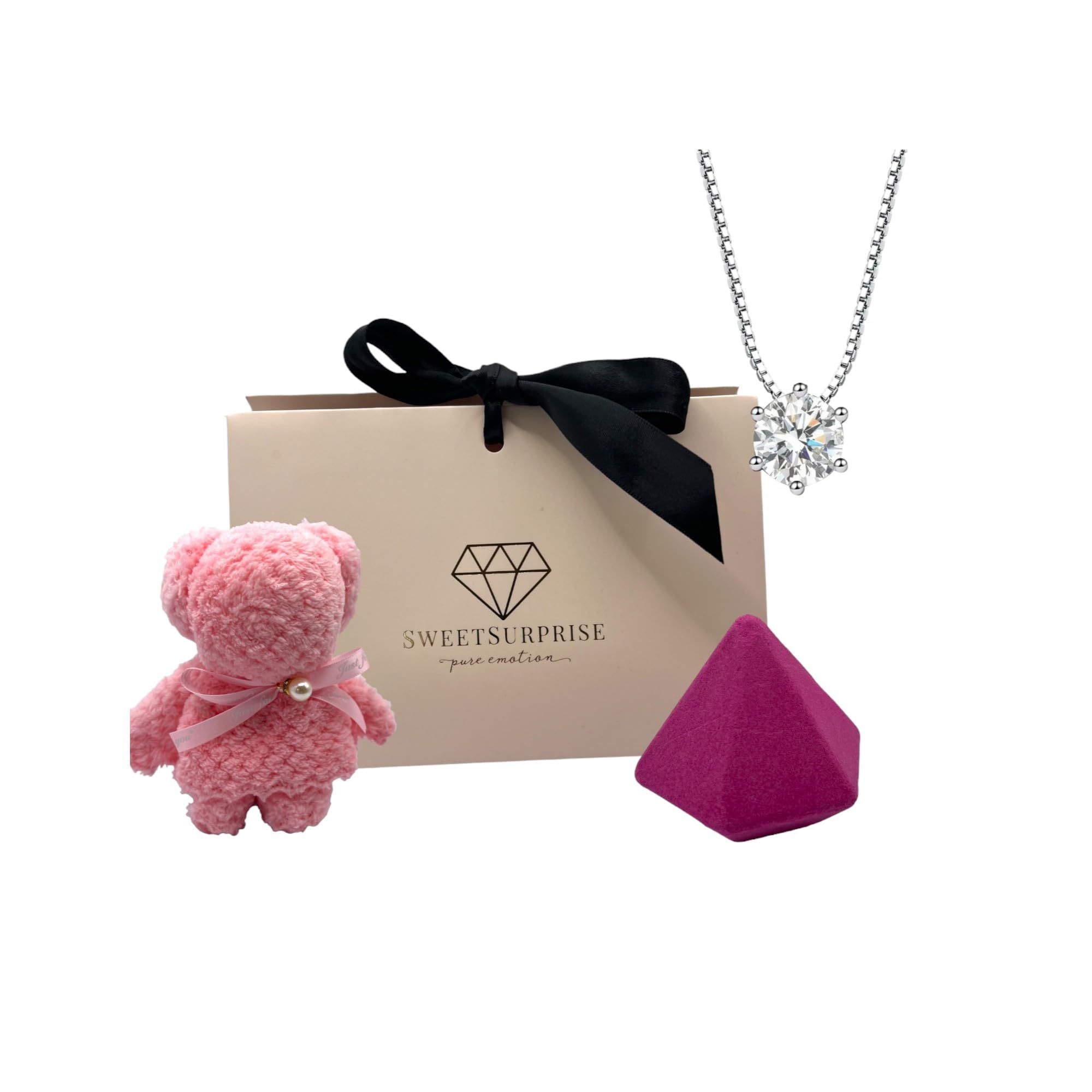 SweetSurprise Badebombe mit Schmuck Überraschung -Romantisches Geschenk für Frauen-Luxuriöse Badeperle mit Silberkette-Geschenkidee für Freundin Frauen