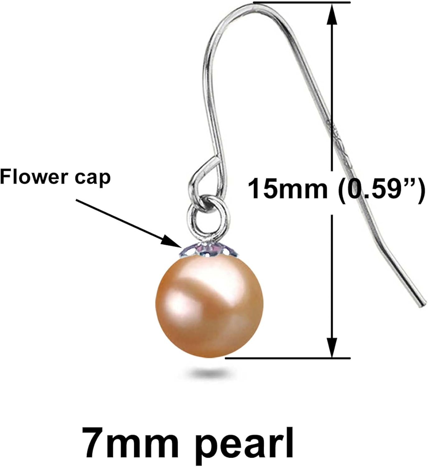 Japanese Freshwater Cultured Pearl Drop Earrings AAA Graded 6-9mm Pink Dangle Earrings for Women with Sterling Silver Settings and Jewelry Gift Box - Orien Jewelry