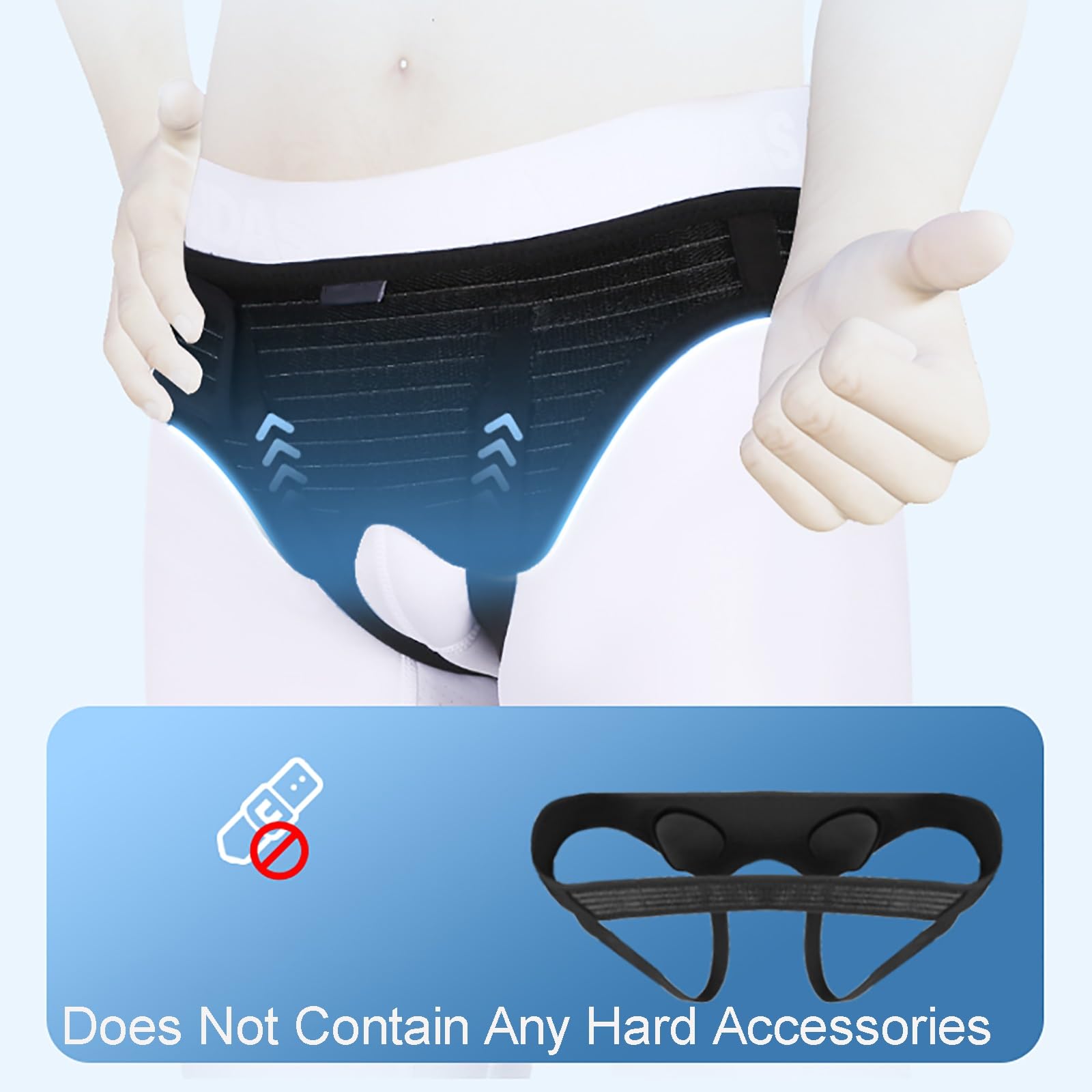 Hernia Inguinal Hombre, Ajustables Faja de Hernia Inguinal (Izquierda O Derecha), 2 Almohadillas de Compresión Extraíbles para Uso Diario Durante La Recuperación Posoperatoria (Negro, Grande)(Large)
