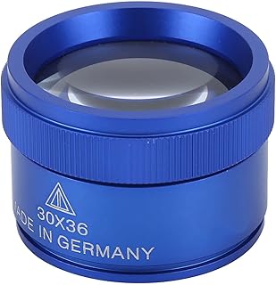 Magnifying Glass, 30X Optical Magnifier Glass Handheld Magnifier Portable Jewelry Identification Magnifier for Jewelry Coins Stamps Antiques Identification (Blue)