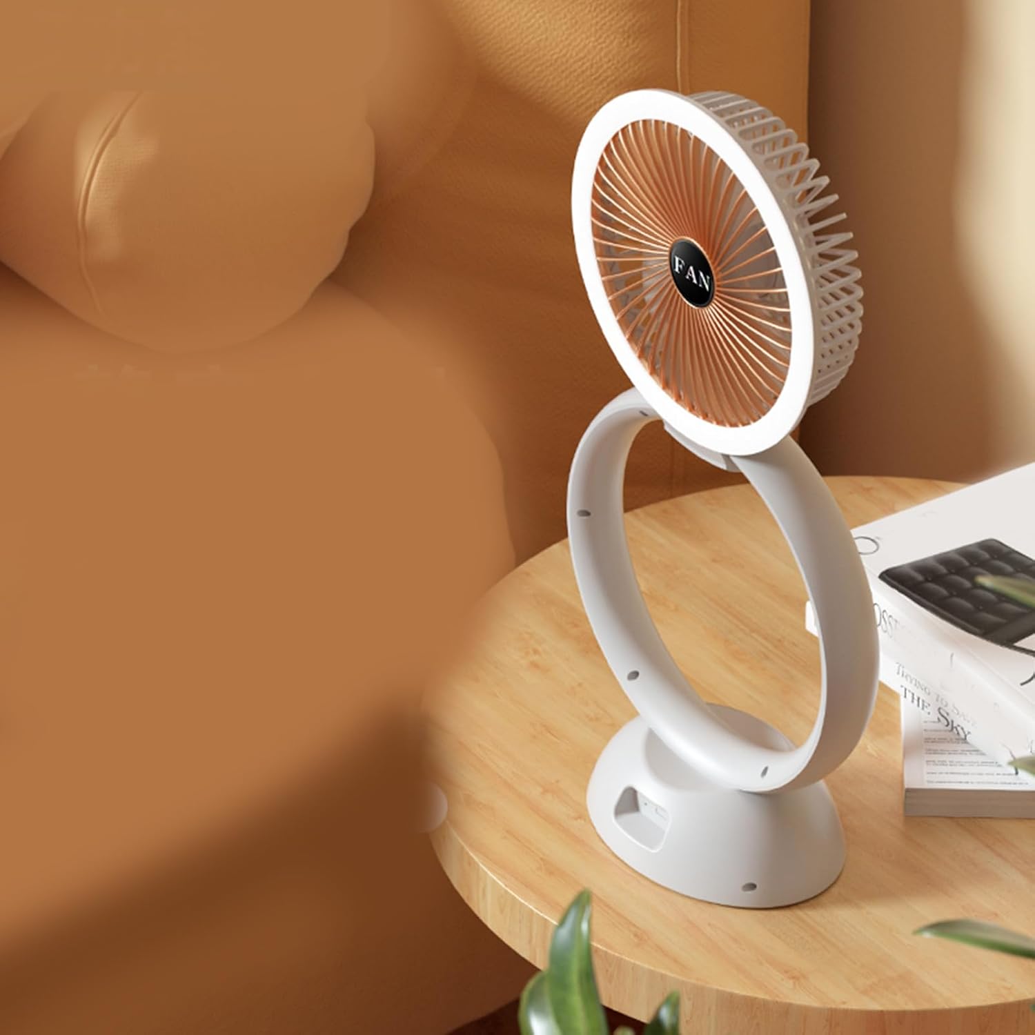 Desk Fan with LED 4 Speeds Desktop Table Cooling Fan Strong Quiet Fan for Home Desktop Office Table Travel