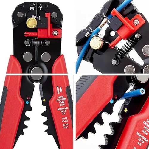 3 in 1 Automatic Wire Stripper Crimper, Self-Adjusting Wire Cutter & Cable Stripper, Crimping Tool Plier Cutter for Home and Car Electrics Wiring 10-24 AWG (0.2-6.0mm²), Red 5 3 in 1 Automatic Wire Stripper Crimper, Self-Adjusting Wire Cutter & Cable Stripper, Crimping Tool Plier Cutter for Home and Car Electrics Wiring 10-24 AWG (0.2-6.0mm²), Red - Image 5