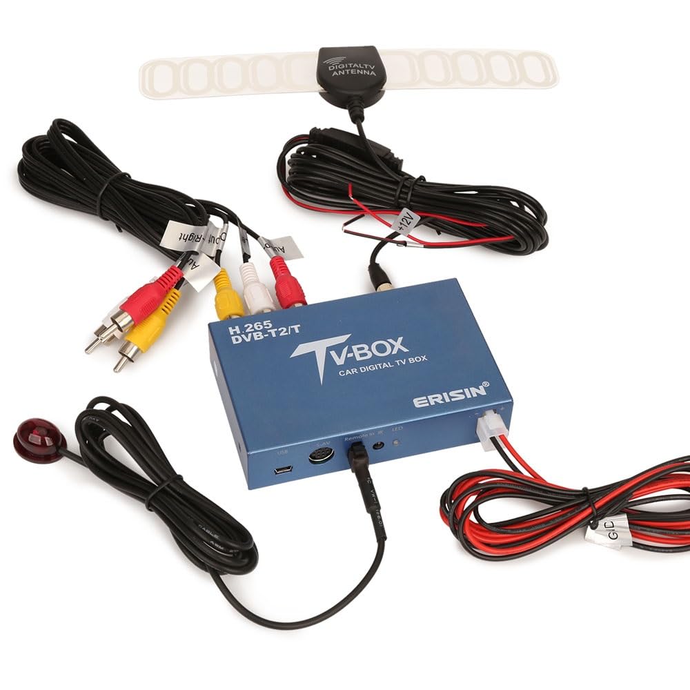 Erisin Auto/KFZ Mobile HD DVB-T2/T Box Digital TV Empfänger HEVC(H.265) H.264 MPEG-2/4 Antenna TV Box ES336
