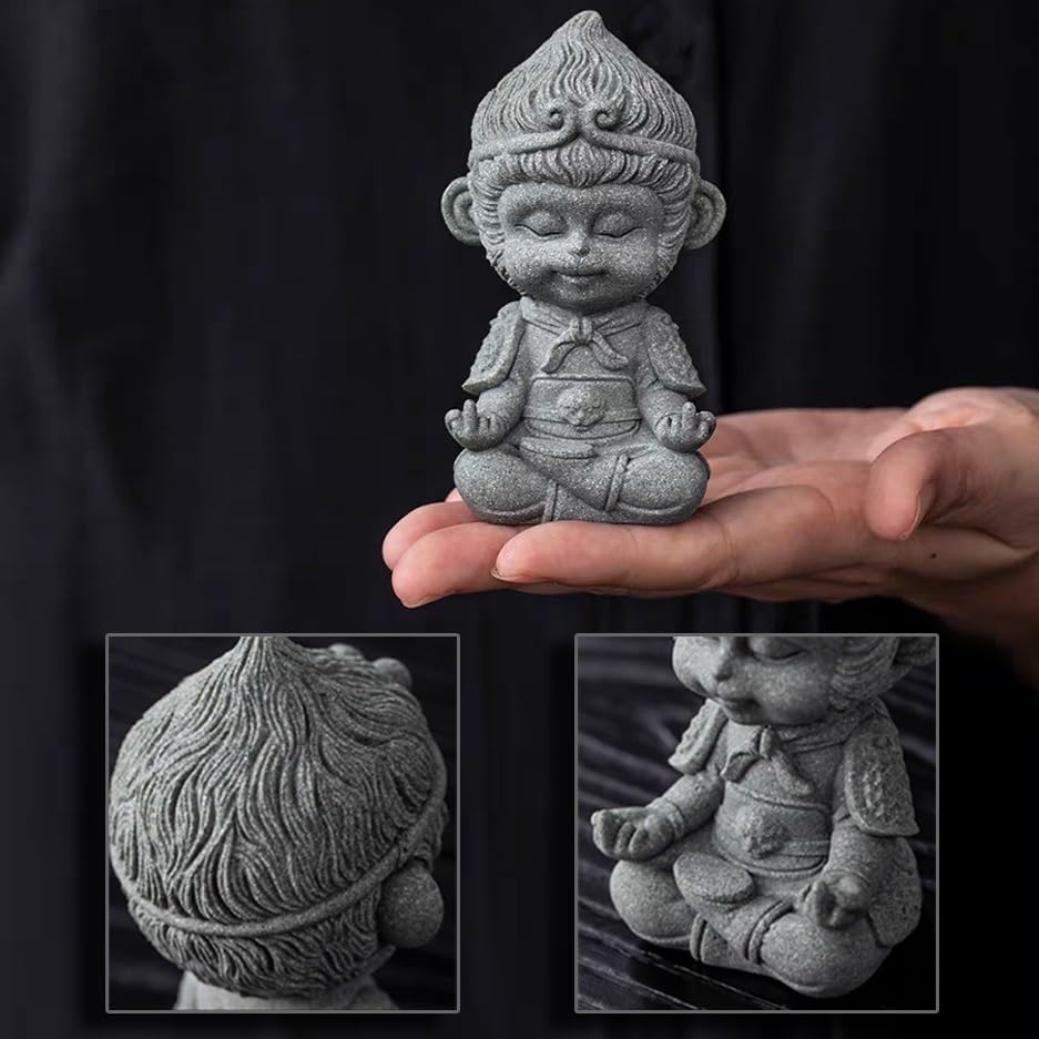 Estatua de Mono Rey Verde de Piedra para Escritorio miniatura 5