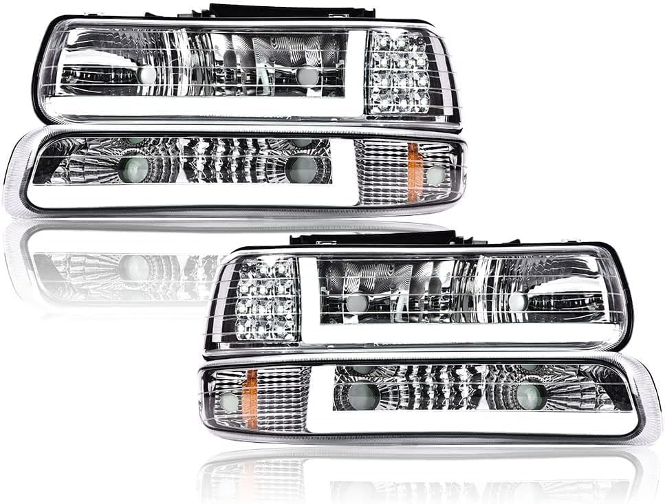 G-PLUS Faros delanteros LED DRL compatibles con Chevy Silverado 1999-2002Silverado 1500HD 2500HD00-06 Tahoe Suburban 1500 2500, 2002, 2 unidades