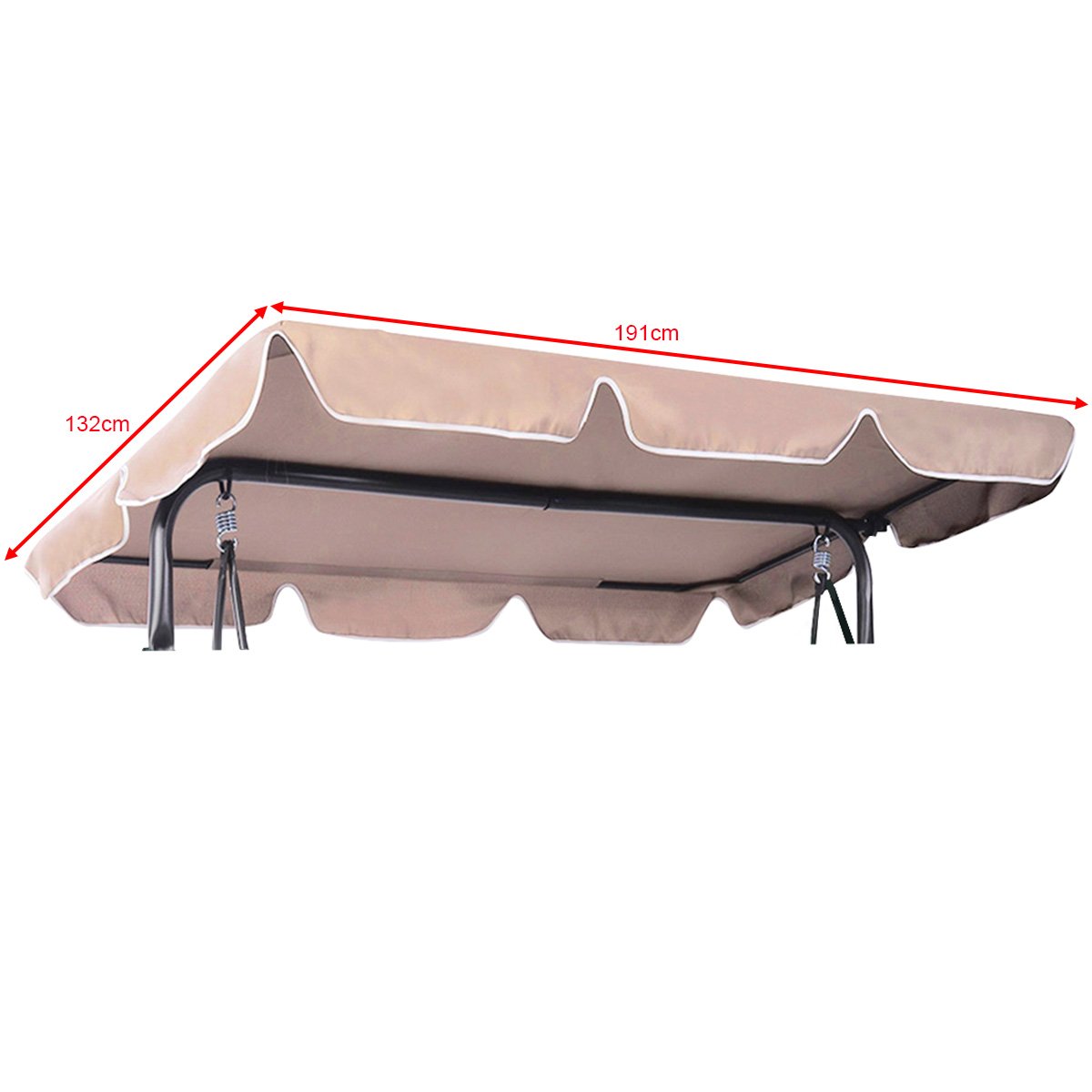 RELAX4LIFE Toit de Rechange pour Balancelle, Toit de Balançoire Toile Épaisse à 160G/M2 Imperméable et Anti-UV en Polyester (191x132CM, Beige)