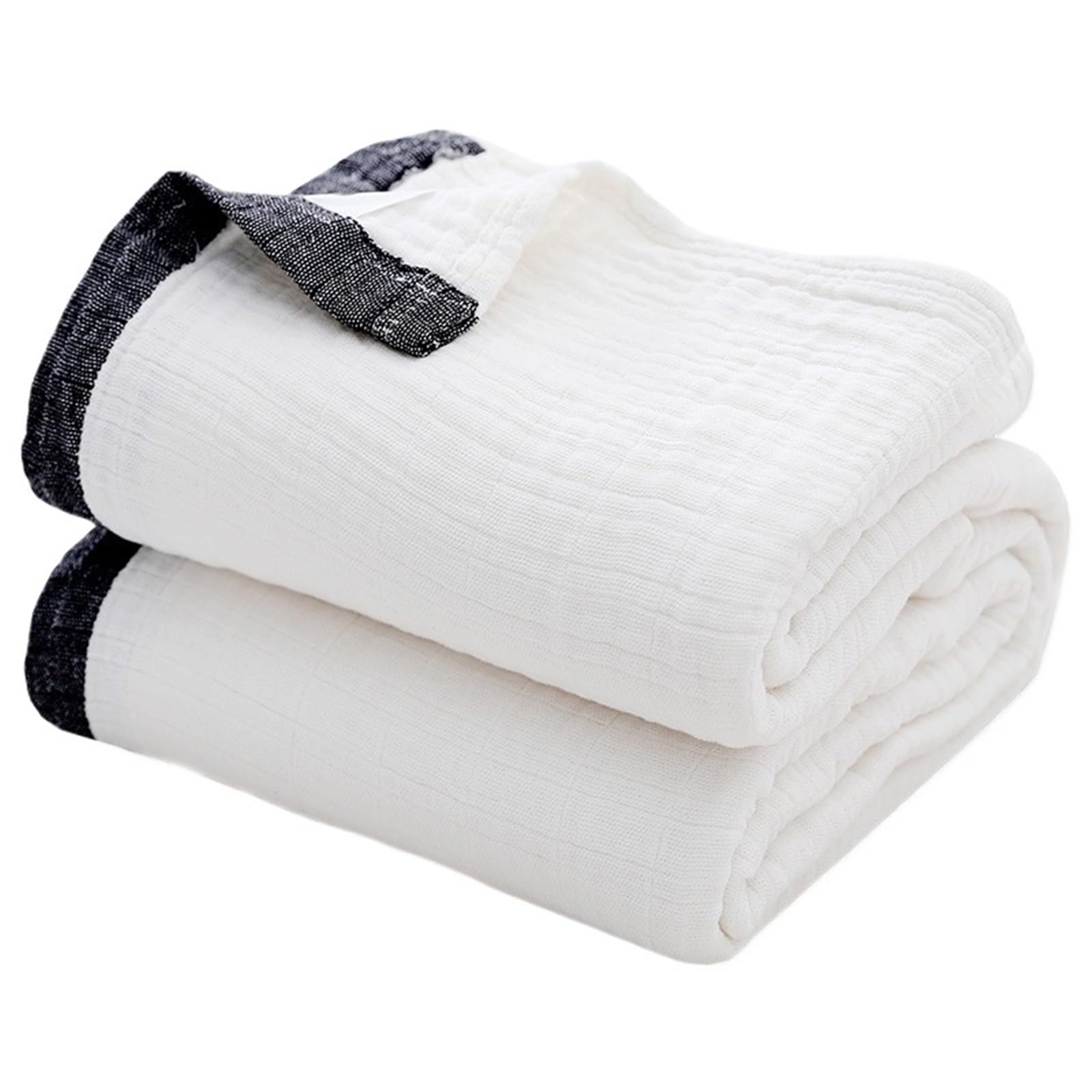 FIgpmwld Cotton Muslin 4-Layer Yarn Dyed Throw Blanket Multiple Sizes(Color1,200x230cm)