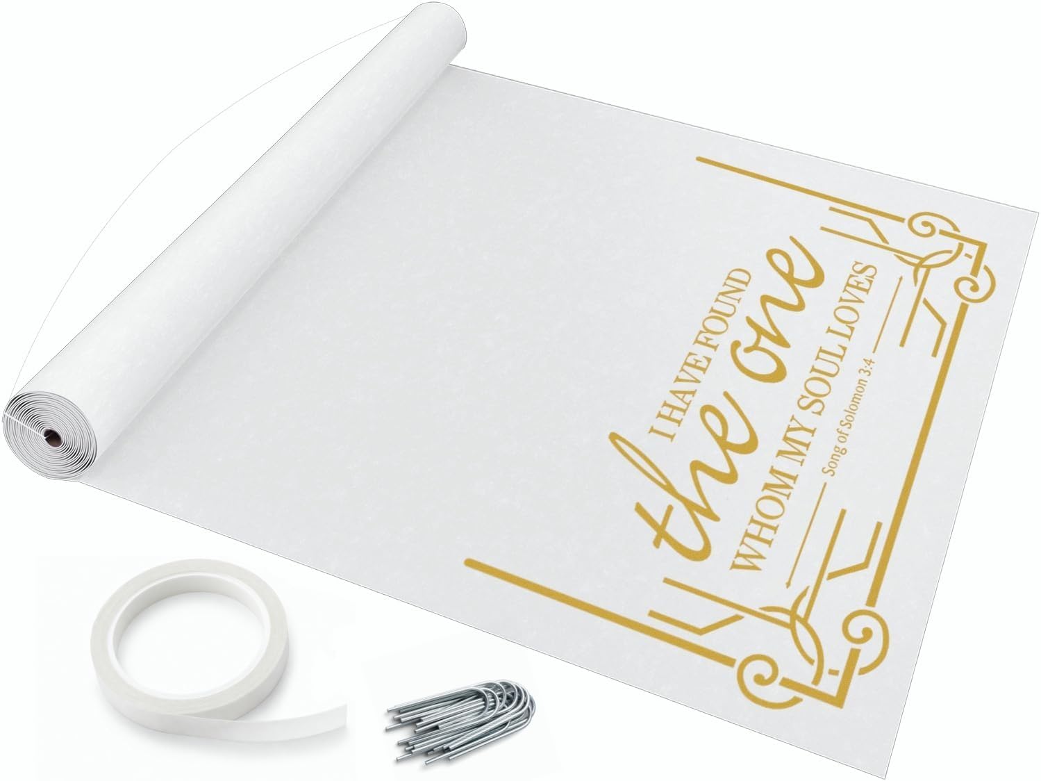 Thickened Aisle Runner, Gold, 3x100 Feet | 50g Weight, For Wedding Ceremony, Indoor Outdoor Use, White Walkway, Church & Halloween Parties