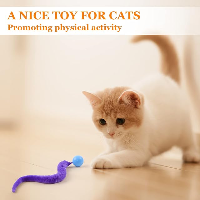 Foto 2 de 6 de SHENGSEN Bouncy Tails Juguetes para gatos, paquete de 5, gusano mágico con bola de juguete para gatos