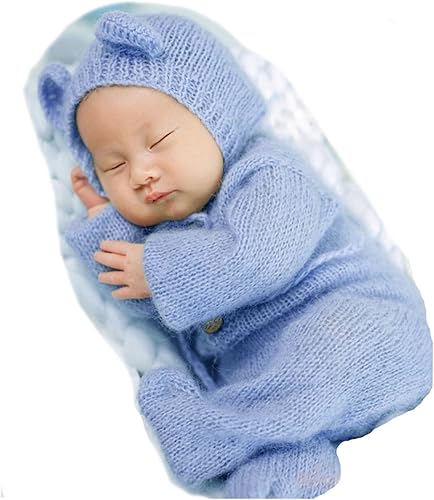 Miniatura 15 de 2 piezas de accesorios de fotografía para recién nacidos, trajes de fotos para niños, sesiones de fotos de bebé, disfraz de niña con sombrero de oso
