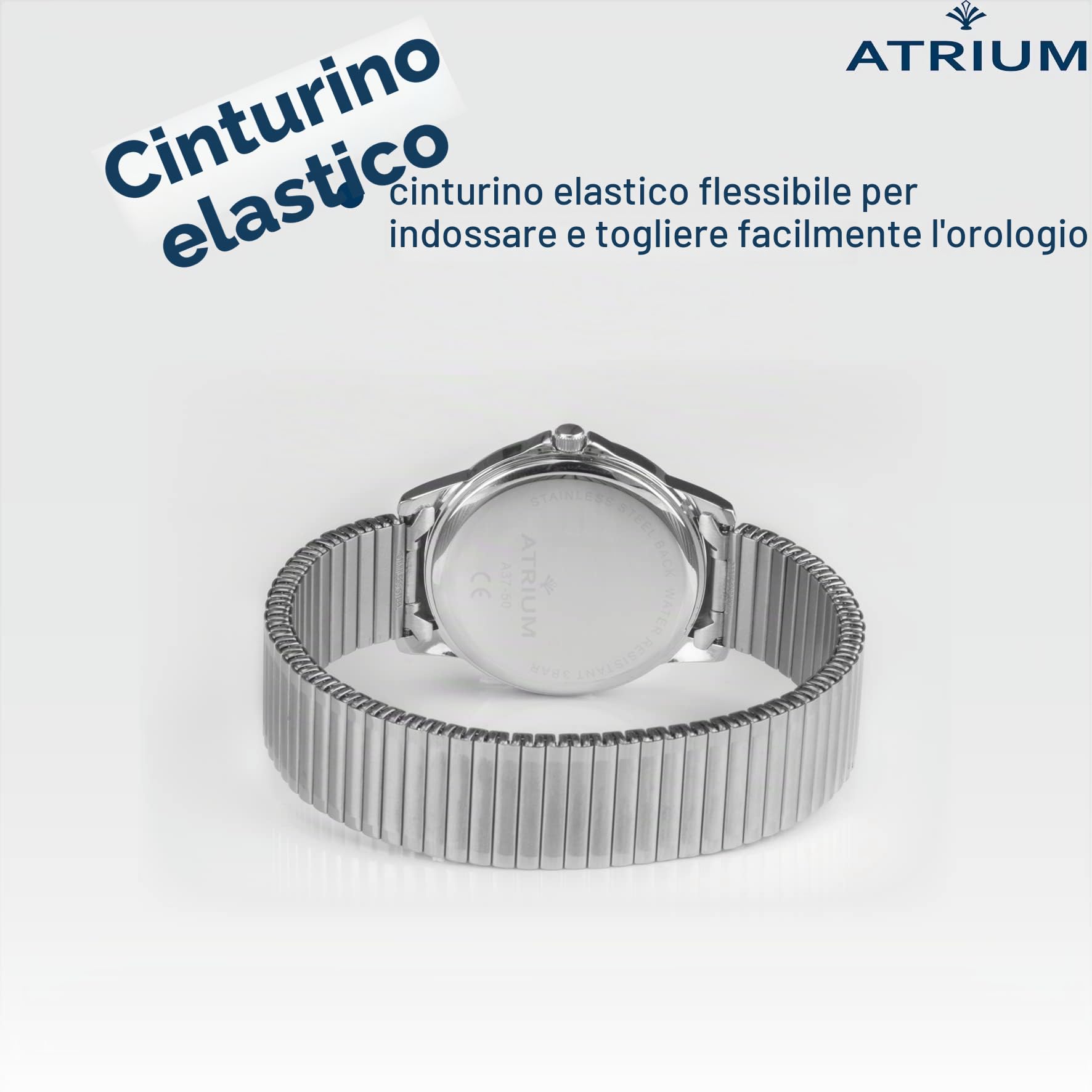 Atrium Orologio da polso da donna, analogico, al quarzo, con cinturino in acciaio inox, colore argento, A37-50