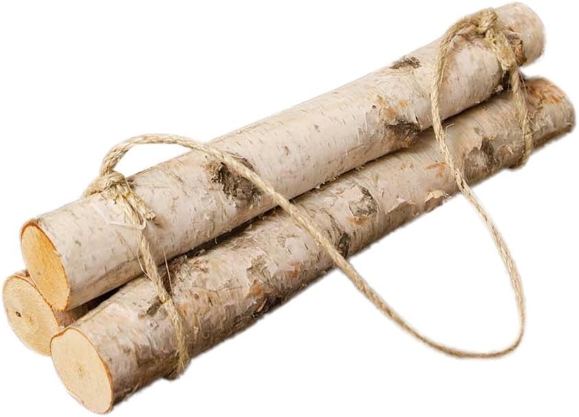 Natural Birch Logs, 3 Log Fireplace Bundle, Roped Wood, Centerpiece Display, Woodland Chic, 18 inches Long X 4-6 Inch Diameter