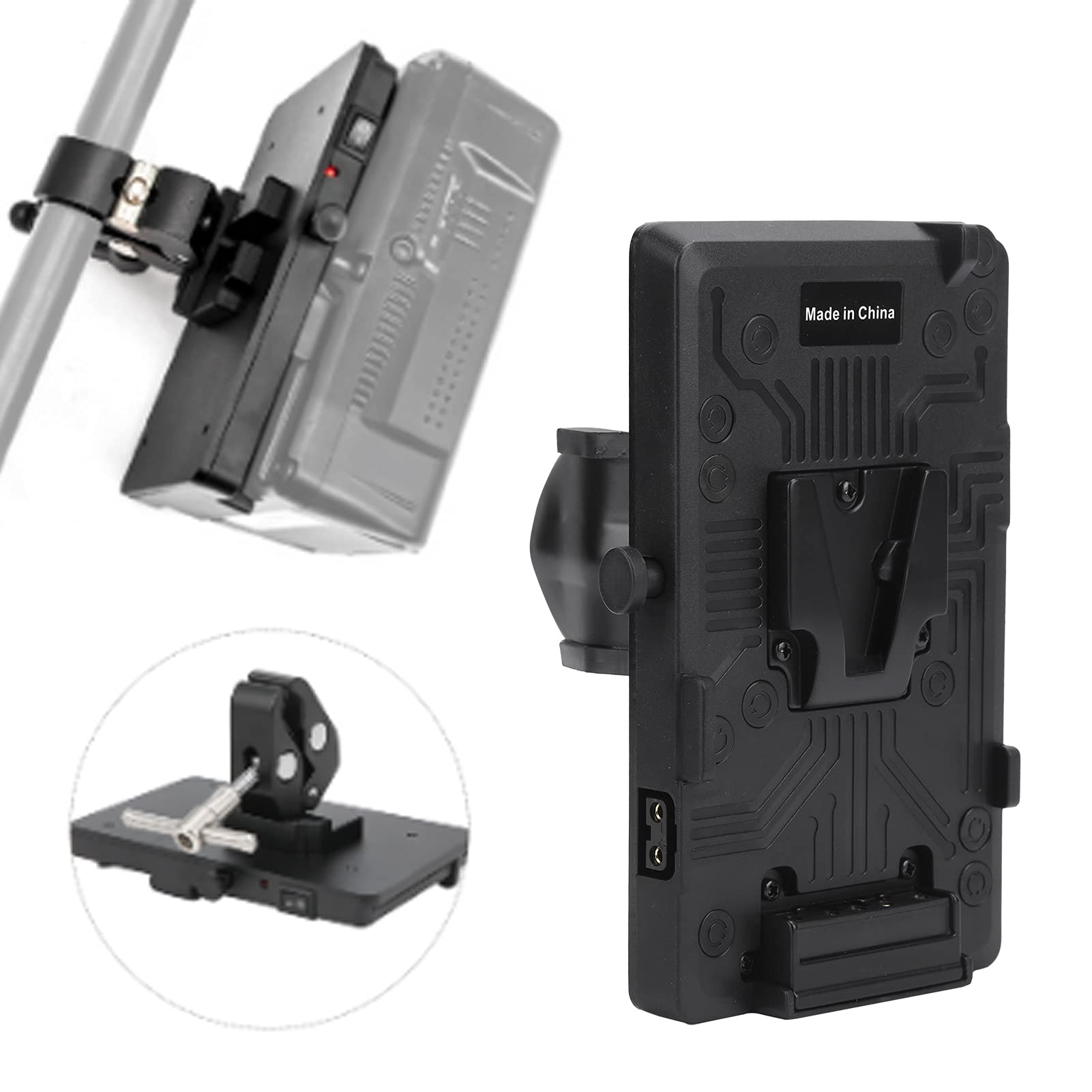 Adattatore Durevole con Piastra Batteria V‑Lock con Uscita D-Tap per Apparecchiature Fotografiche con Attacco V, Lega di Alluminio, Design Compatto, 1 unità