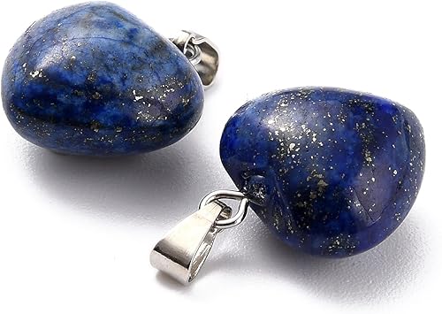 Miniatura 25 de Beadthoven - 10 dijes de piedra de corazón hinchado, piedras preciosas curativas para chakras, reiki, cuentas para hacer collares, joyas, día de San