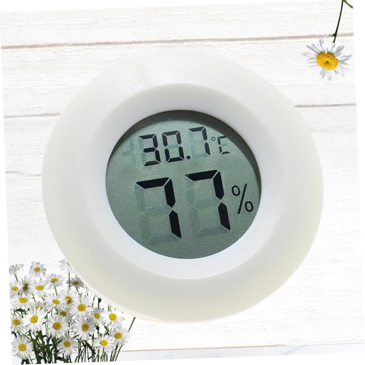 Yardenfun Box Humidity Meter Hygrometer Digital Thermometer Digital Temperature Meter Outdoor Small Indoor Reptile Humidity Gauge Humidity Gauge for Reptiles Small Pet White Round