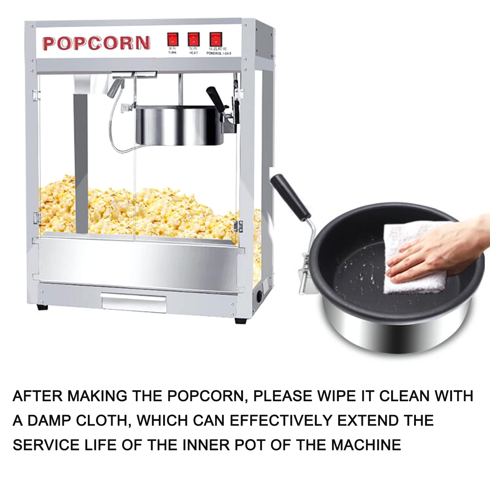 Macchina per Popcorn, Macchina per Popcorn retrò ad Aria Calda, Popper salutari con misurino e Coperchio Rimovibile, Senza Olio e Facile da Pulire, Popper per Popcorn per Serate al
