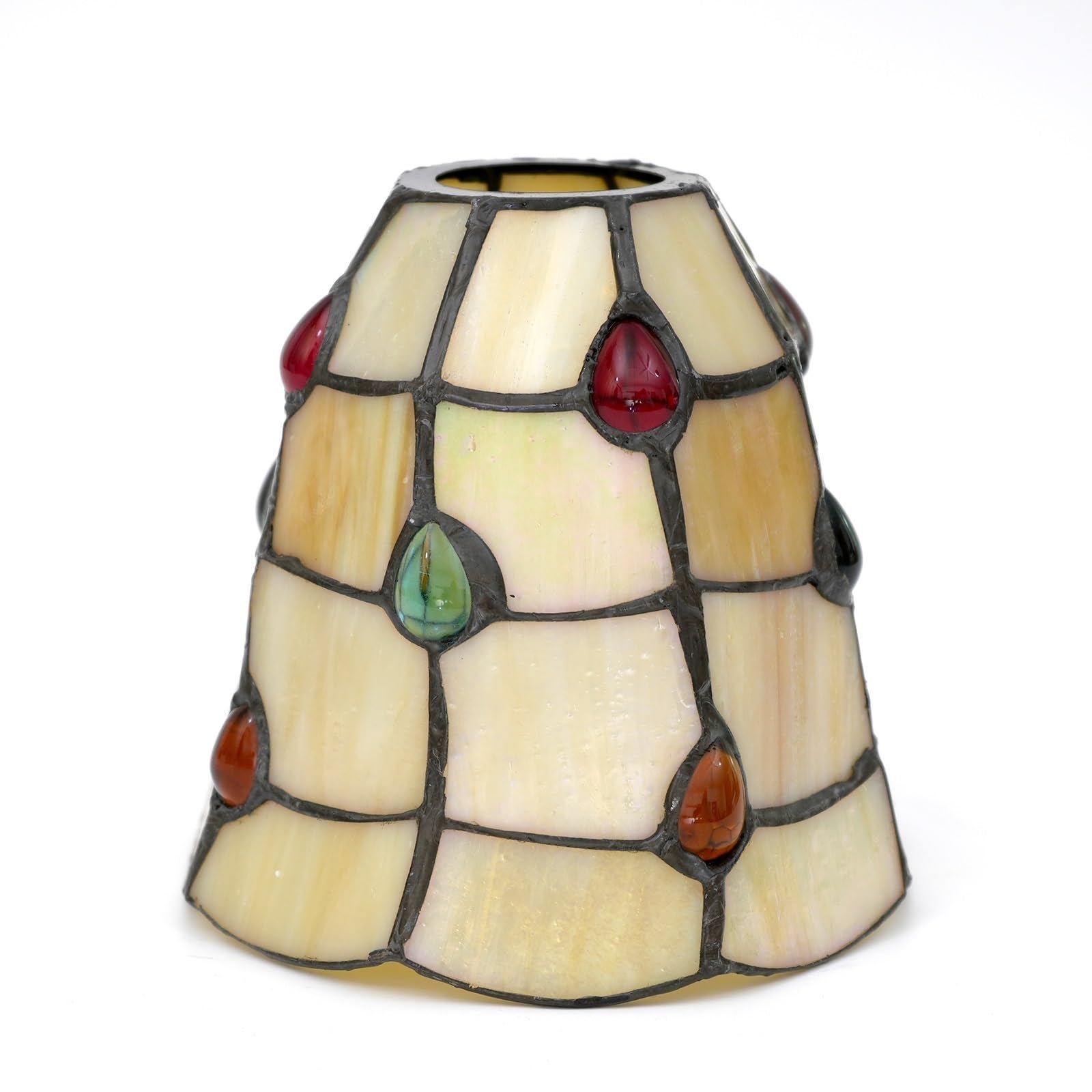 6 Inch Stained Glass Lamp Shade, Replacement Lampshade Richly Colourful Vintage Style Deco for Ceiling Light Pendant Chandelier Wall Lamp(Colourful Beads)